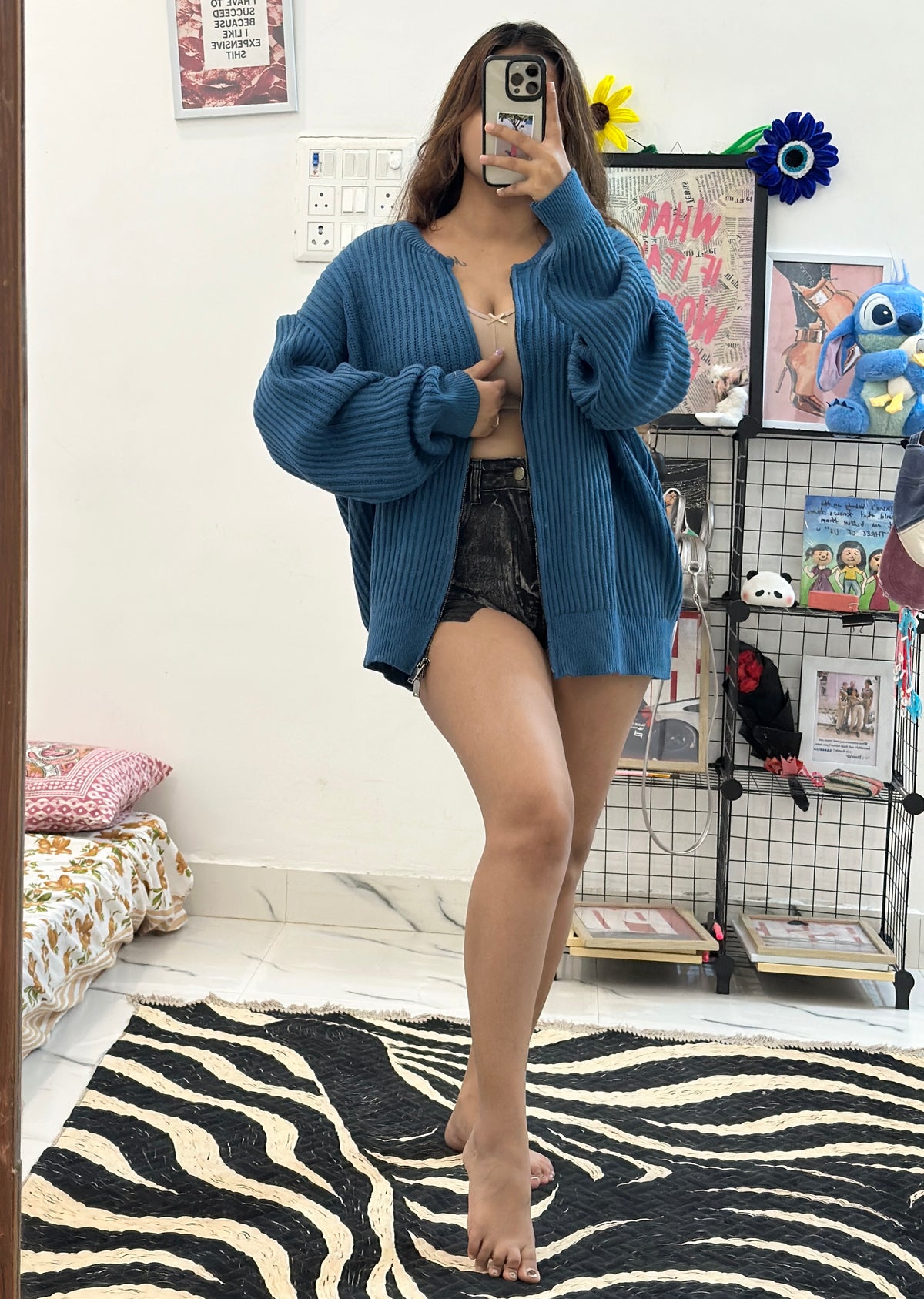 Oversized Korean zipper sweater (42-46)