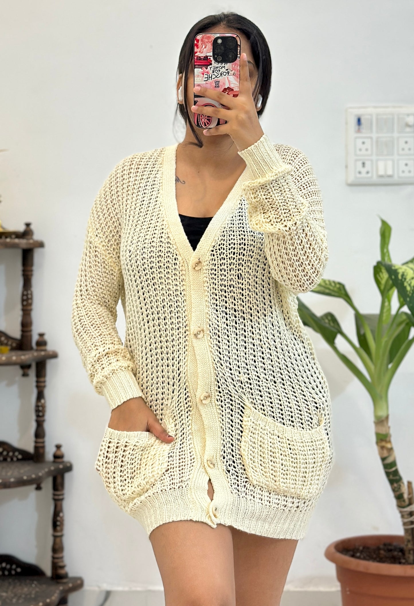Long crochet cardigan (38-40)
