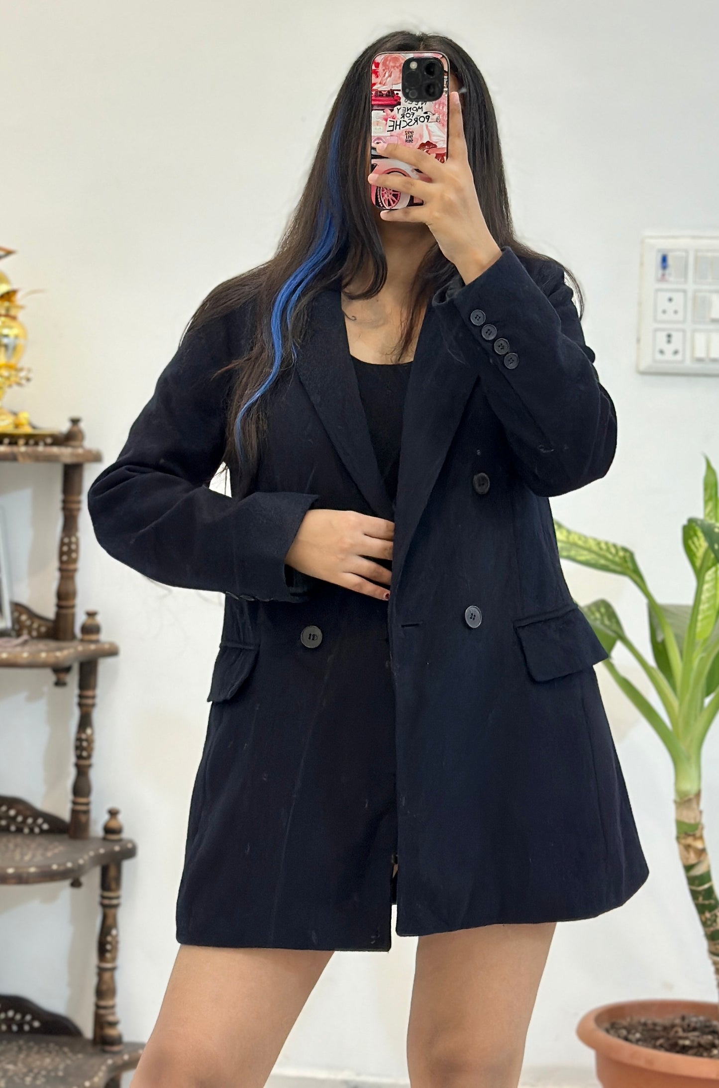 Navy blue Winter coat (34-36)