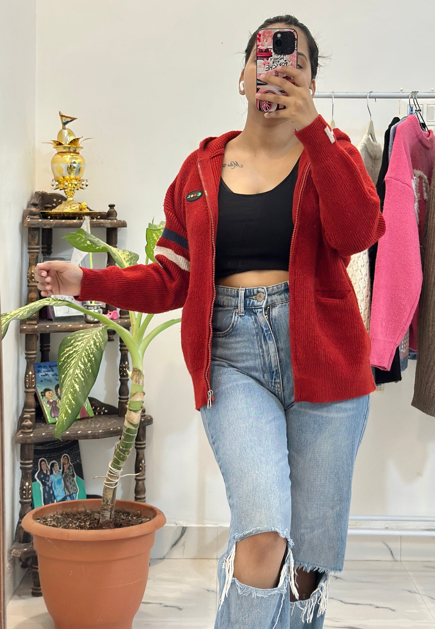 Red hoodie sweater (38-40)