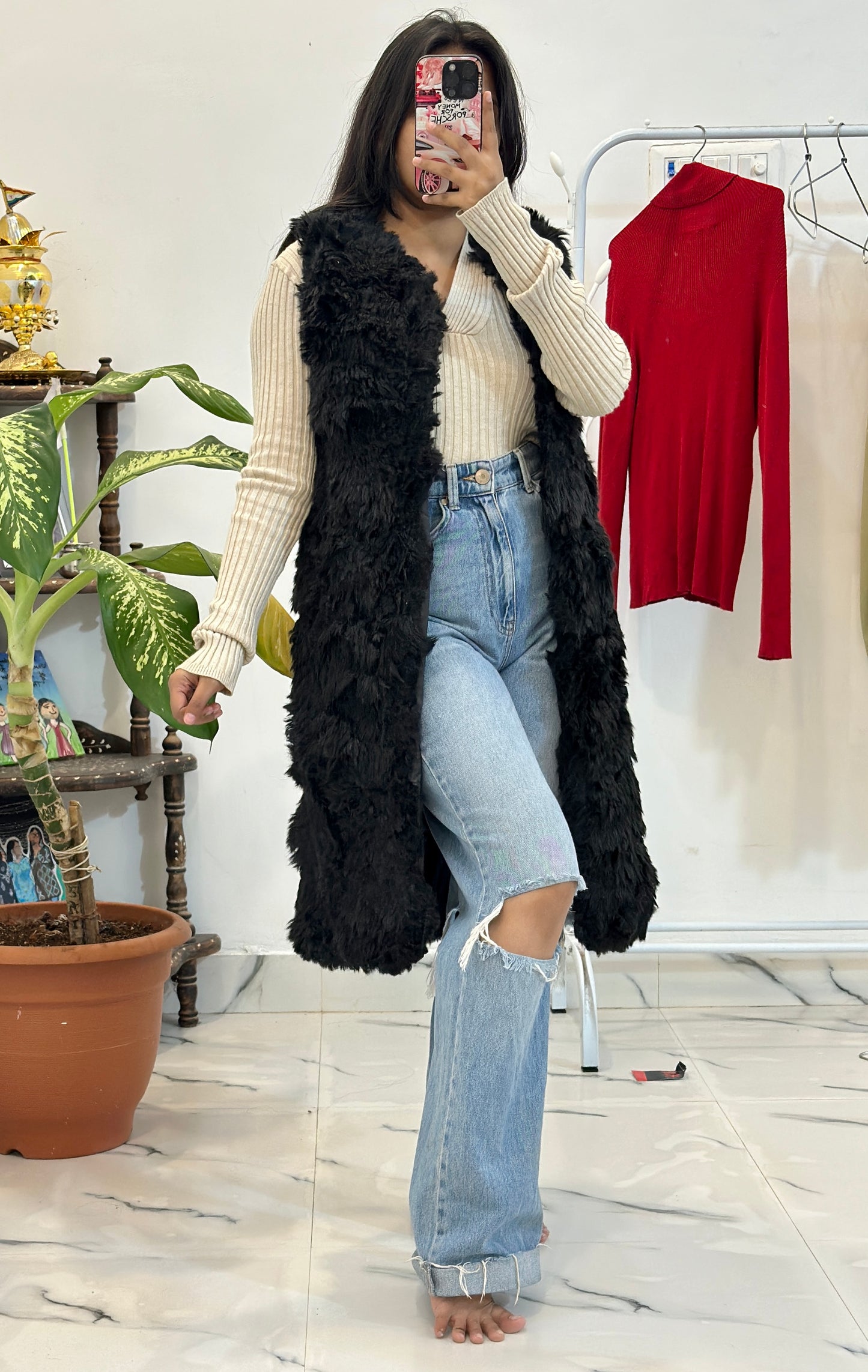 Furr long jacket with top (40-42)