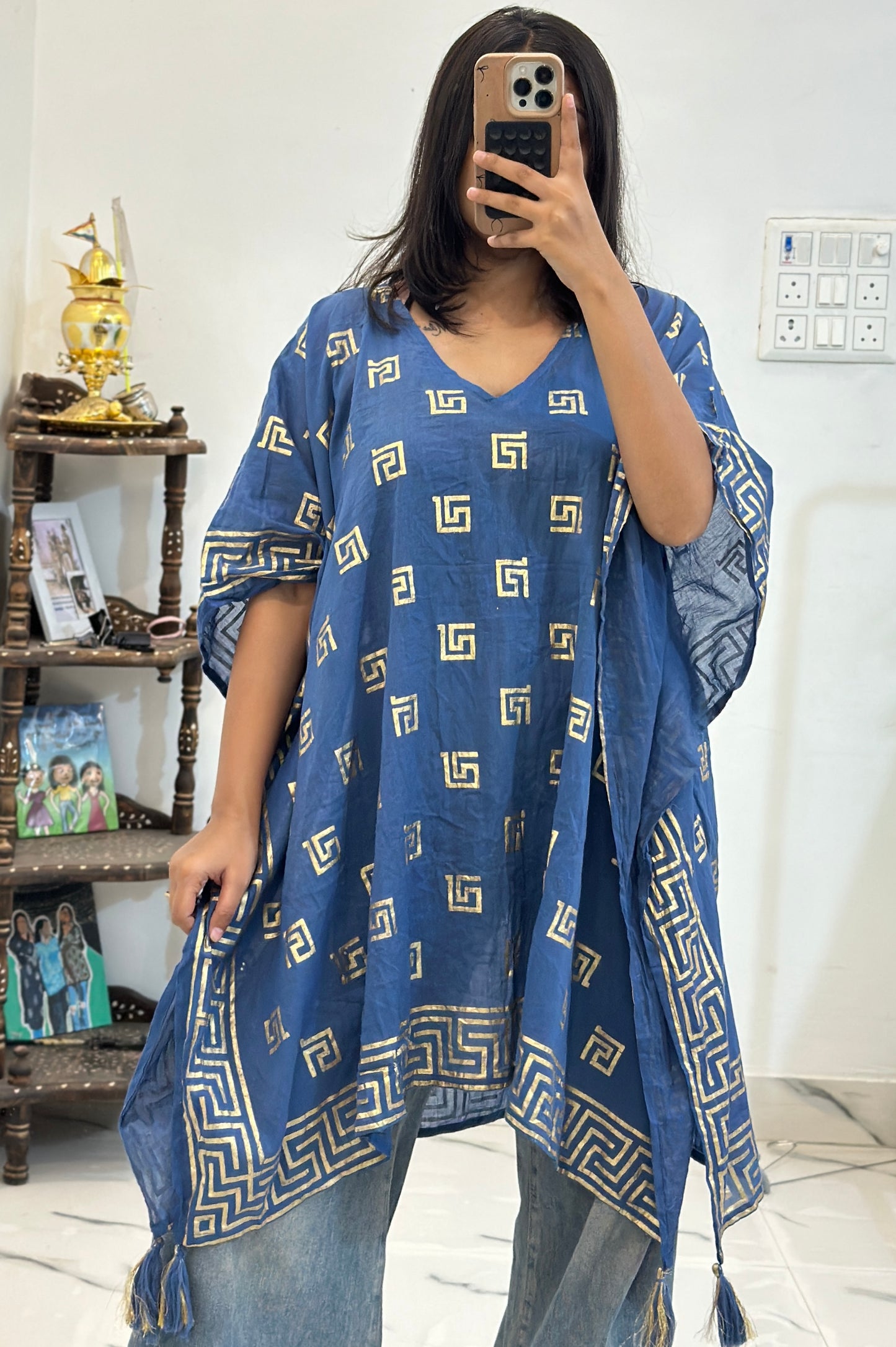 Pretty cotton kaftan (freesize upto 50)