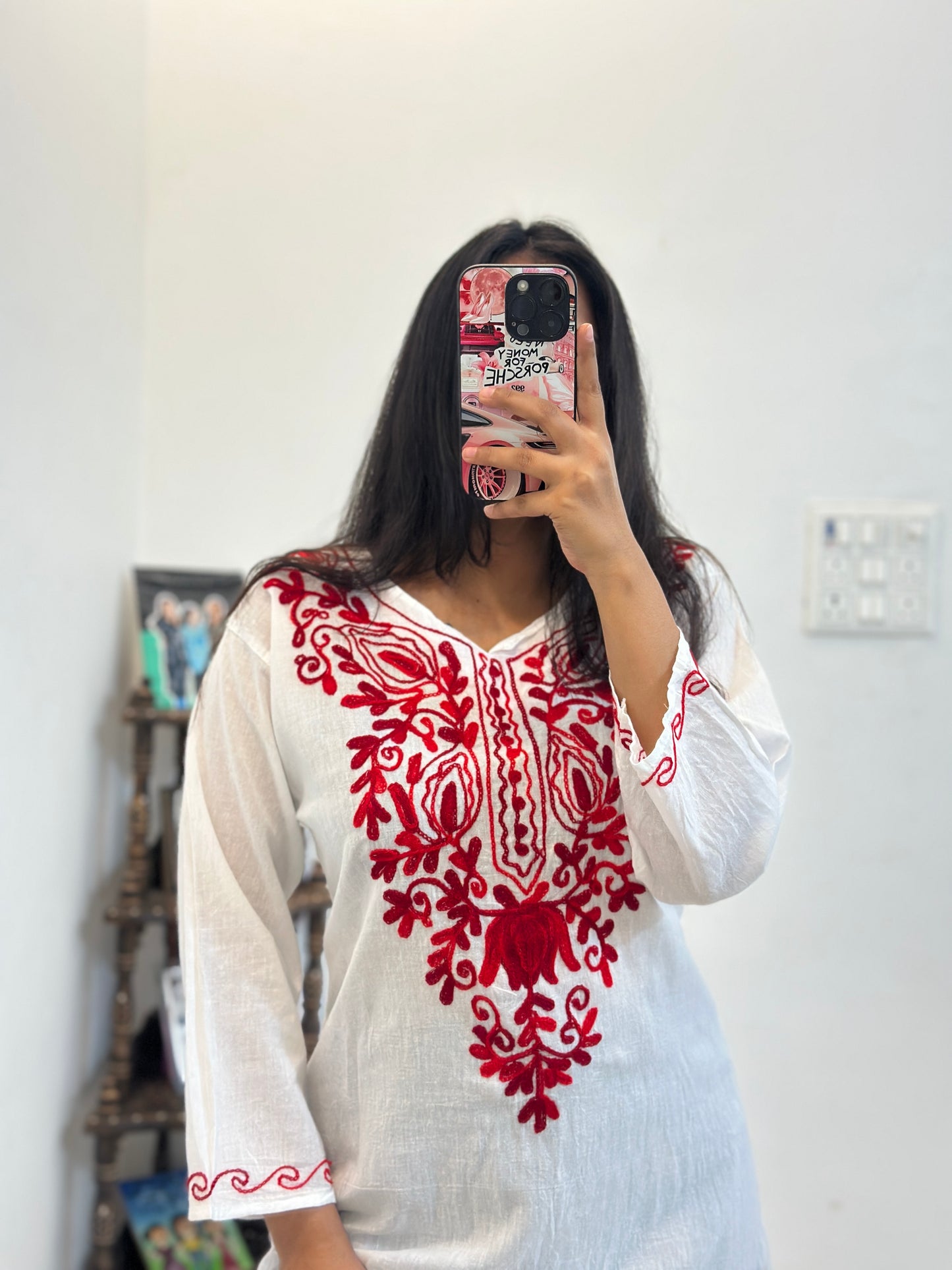 Pretty cotton embroidered kurti