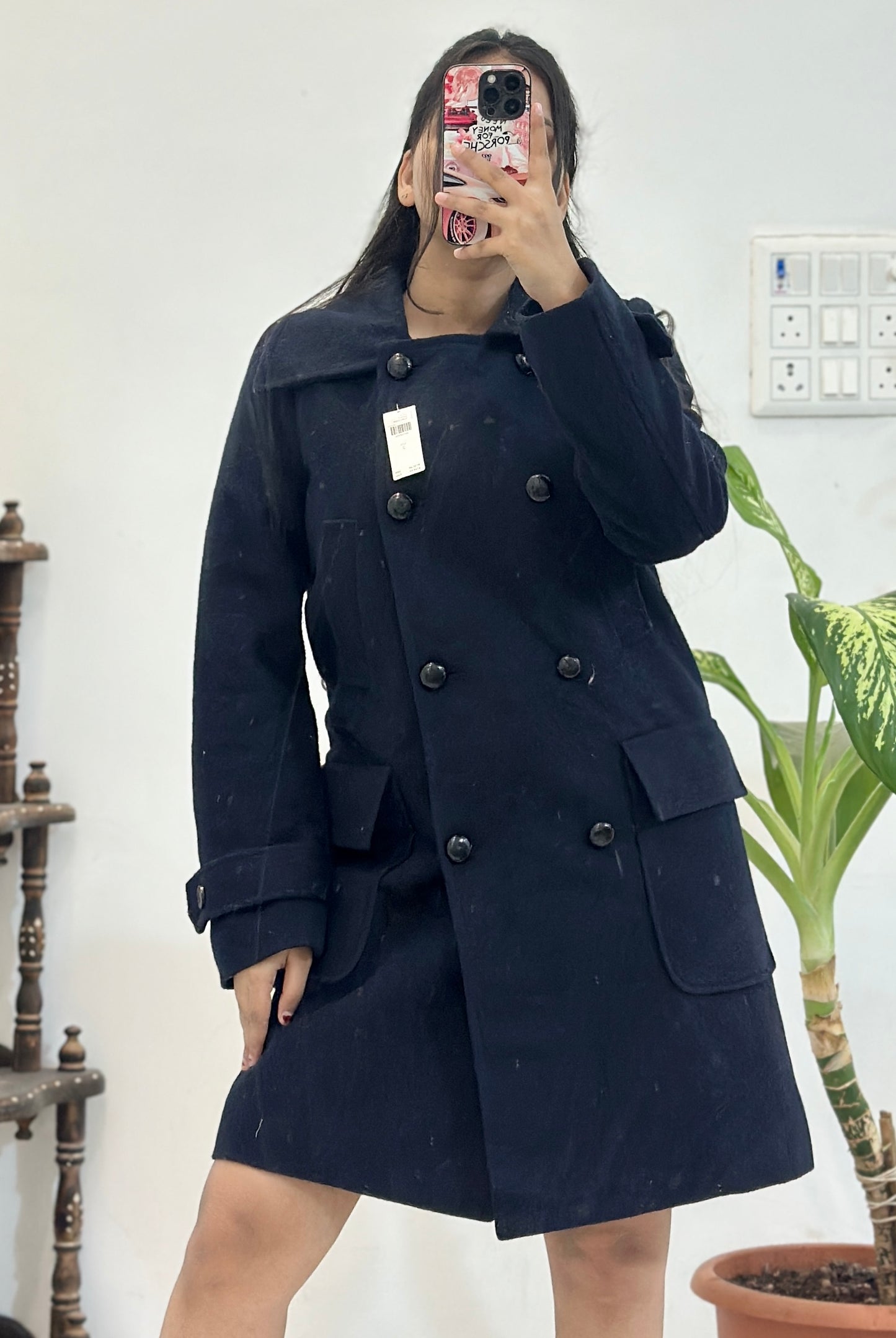Blue long coat (34-36)