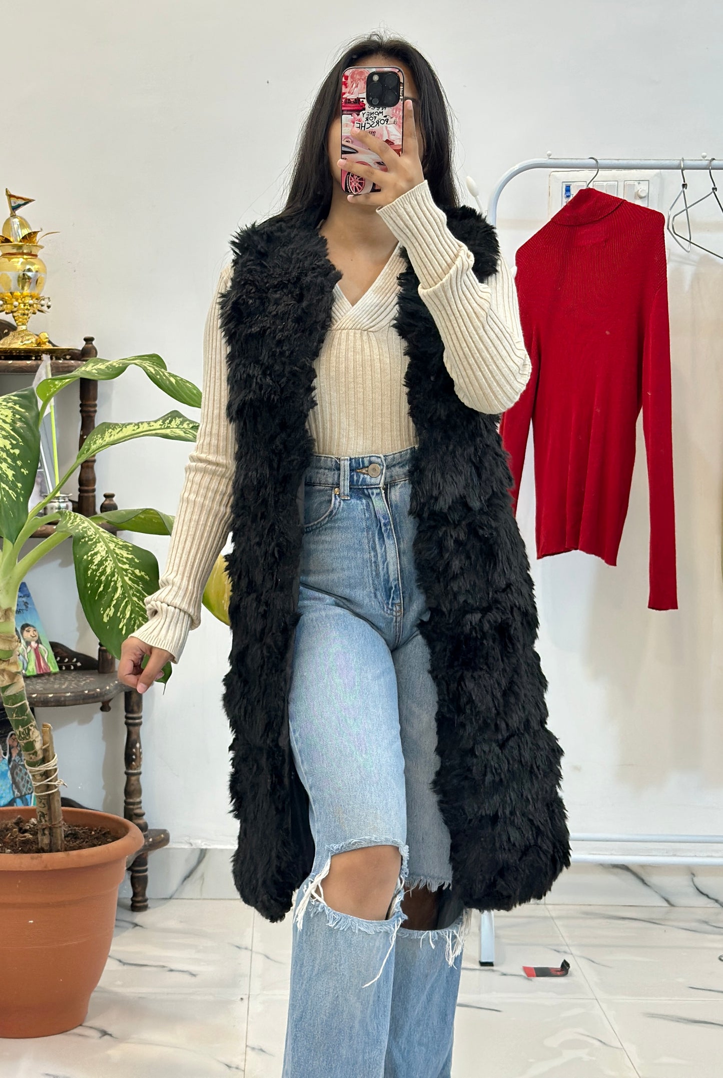 Furr long jacket with top (40-42)