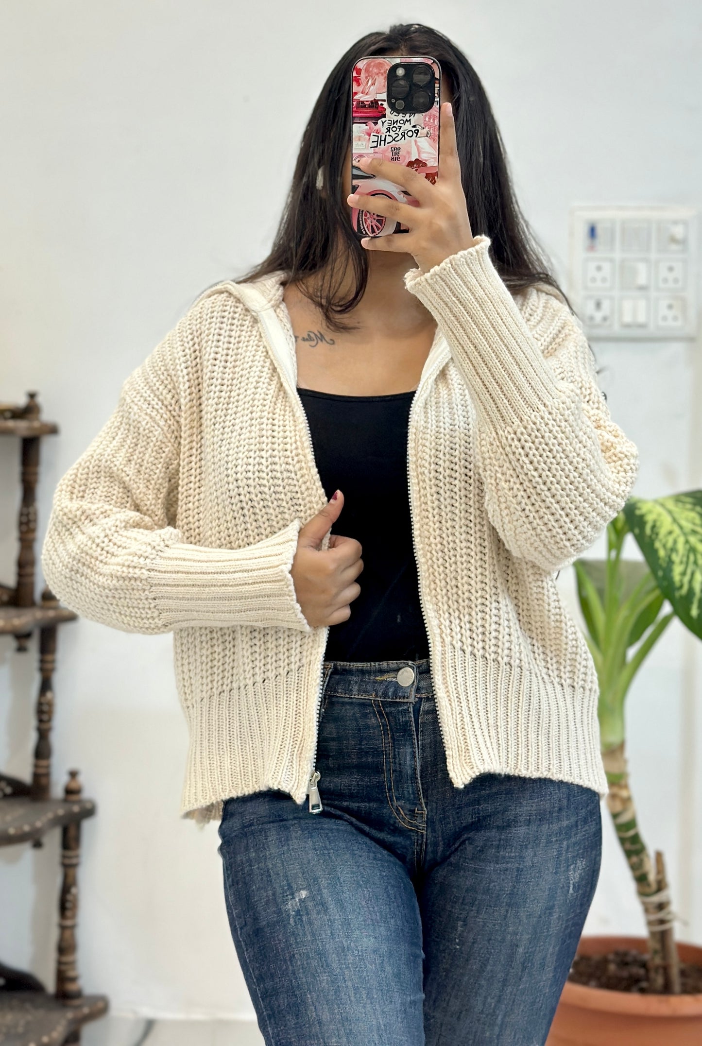 Heavy zipper sweater (42-44)