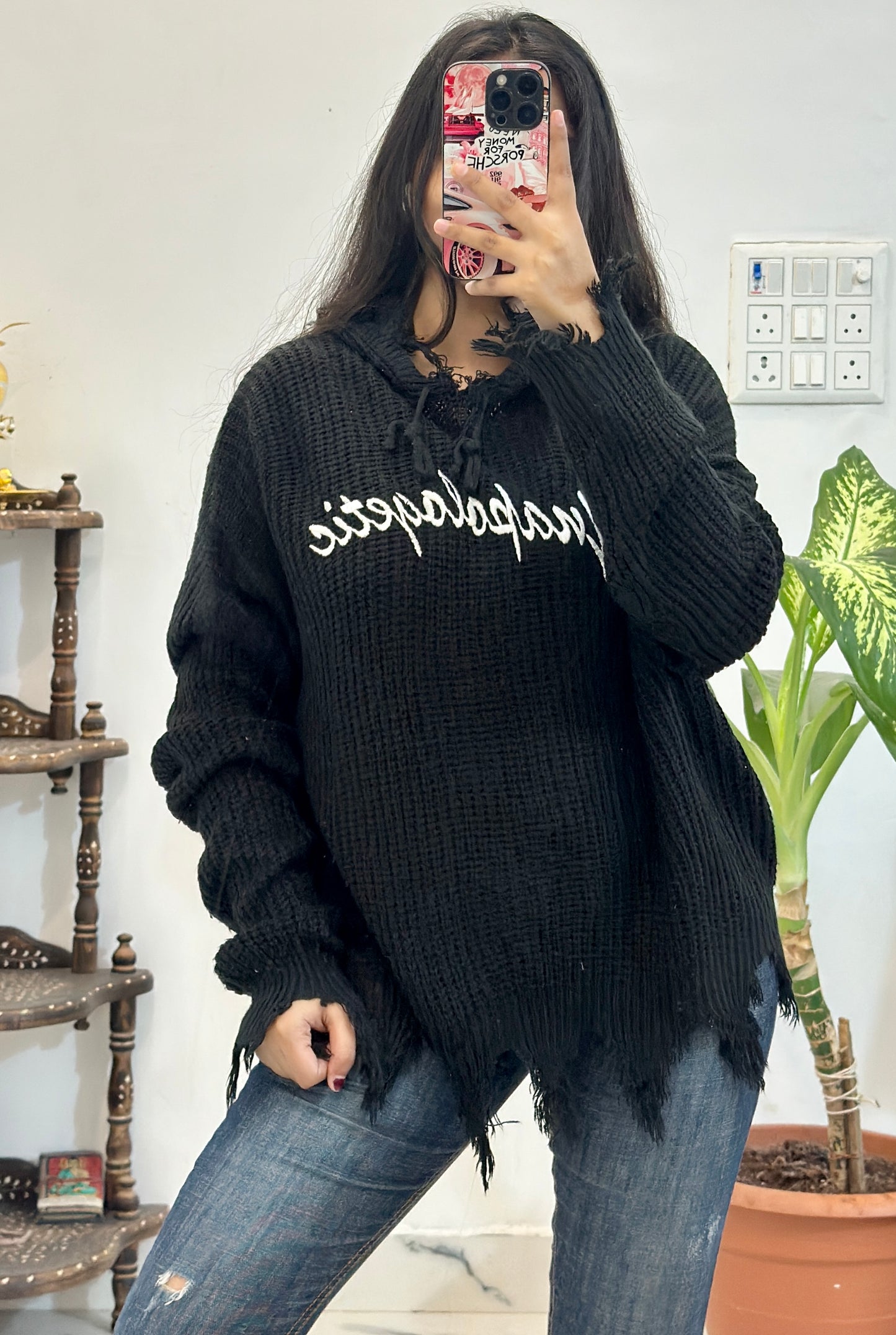 Oversized korean hood sweater (freesize upto 48)