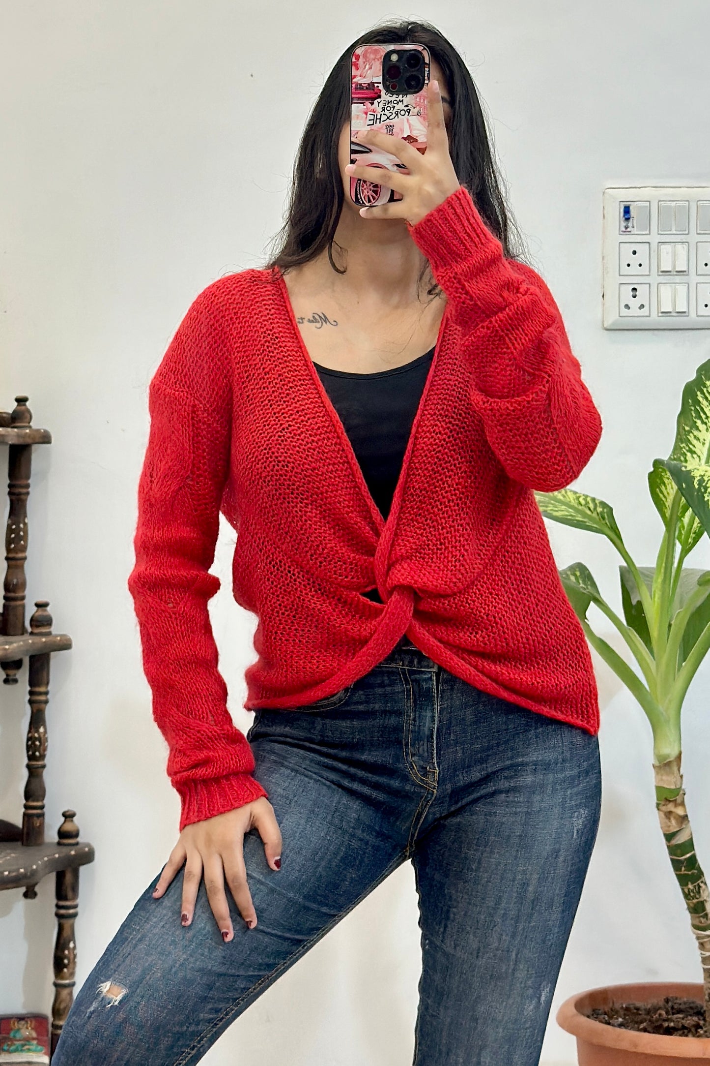 Red pre winter top (upto 40)