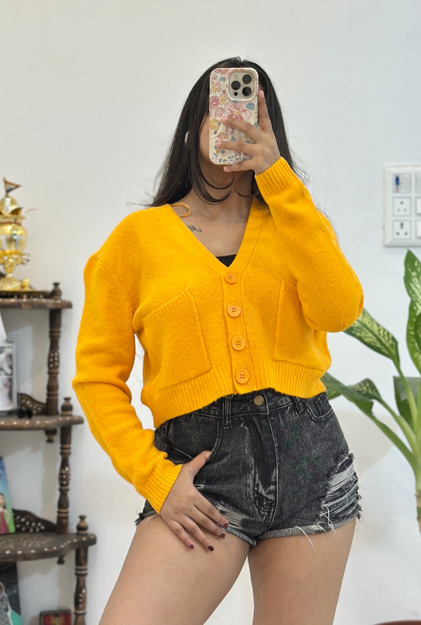 Mustard crop cardigan (40-42)