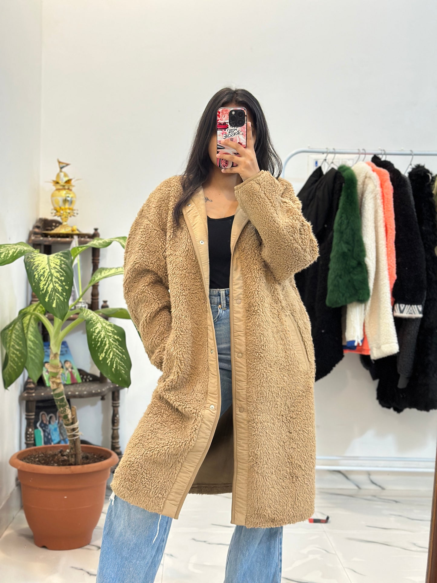 Oversized furry long jacket (46-48)