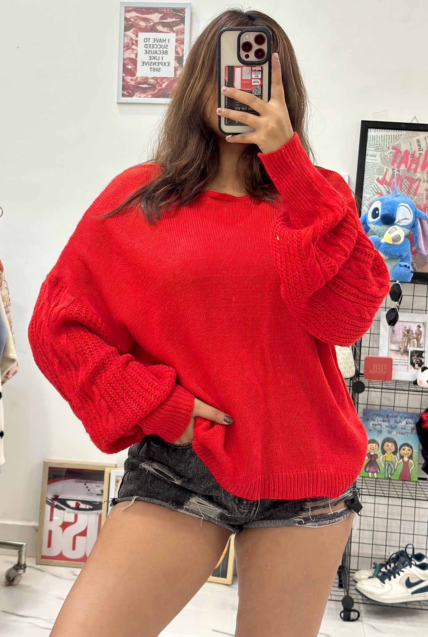 Red oversized sweater (42-44)