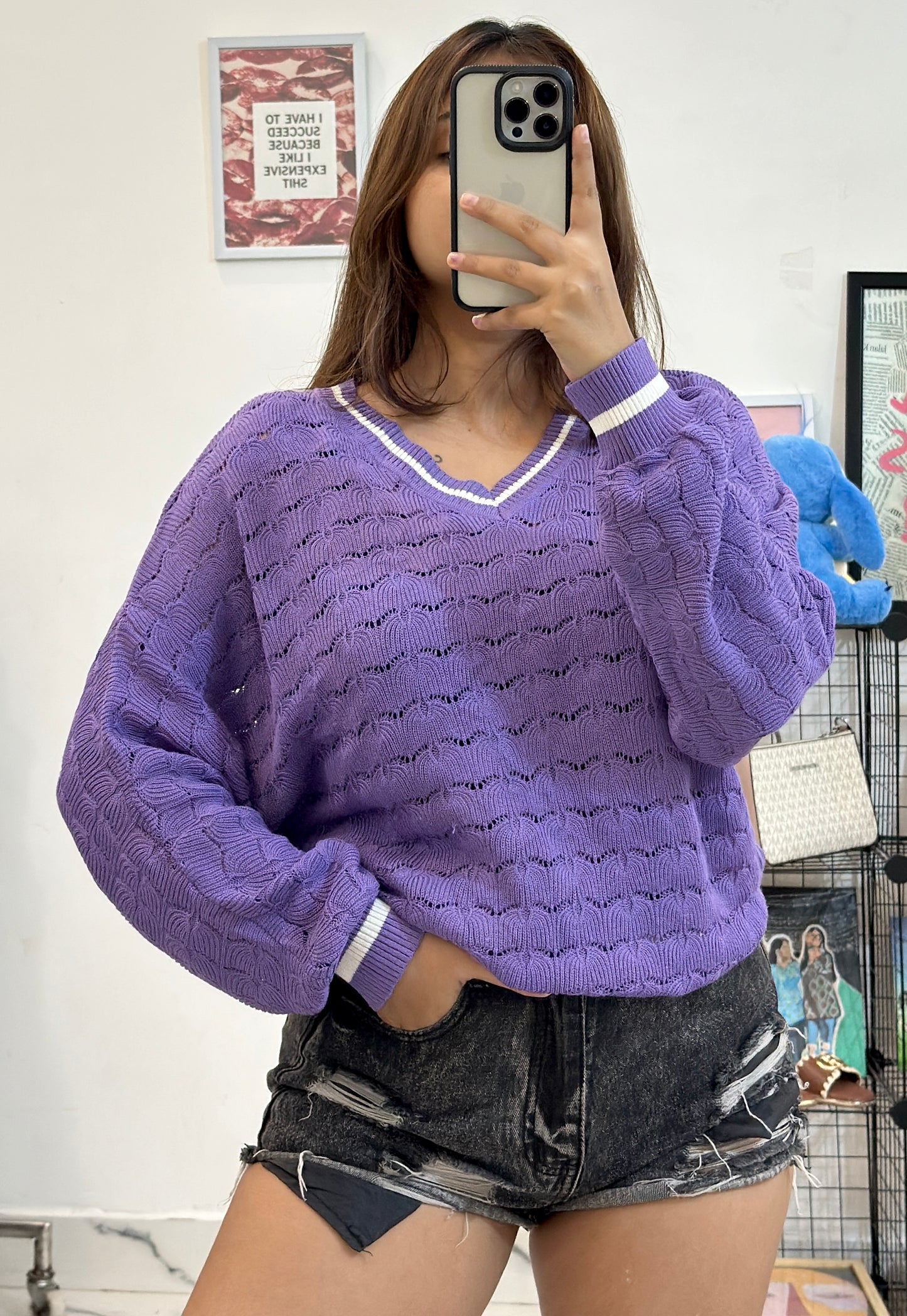 Oversized crochet sweater(40-42)