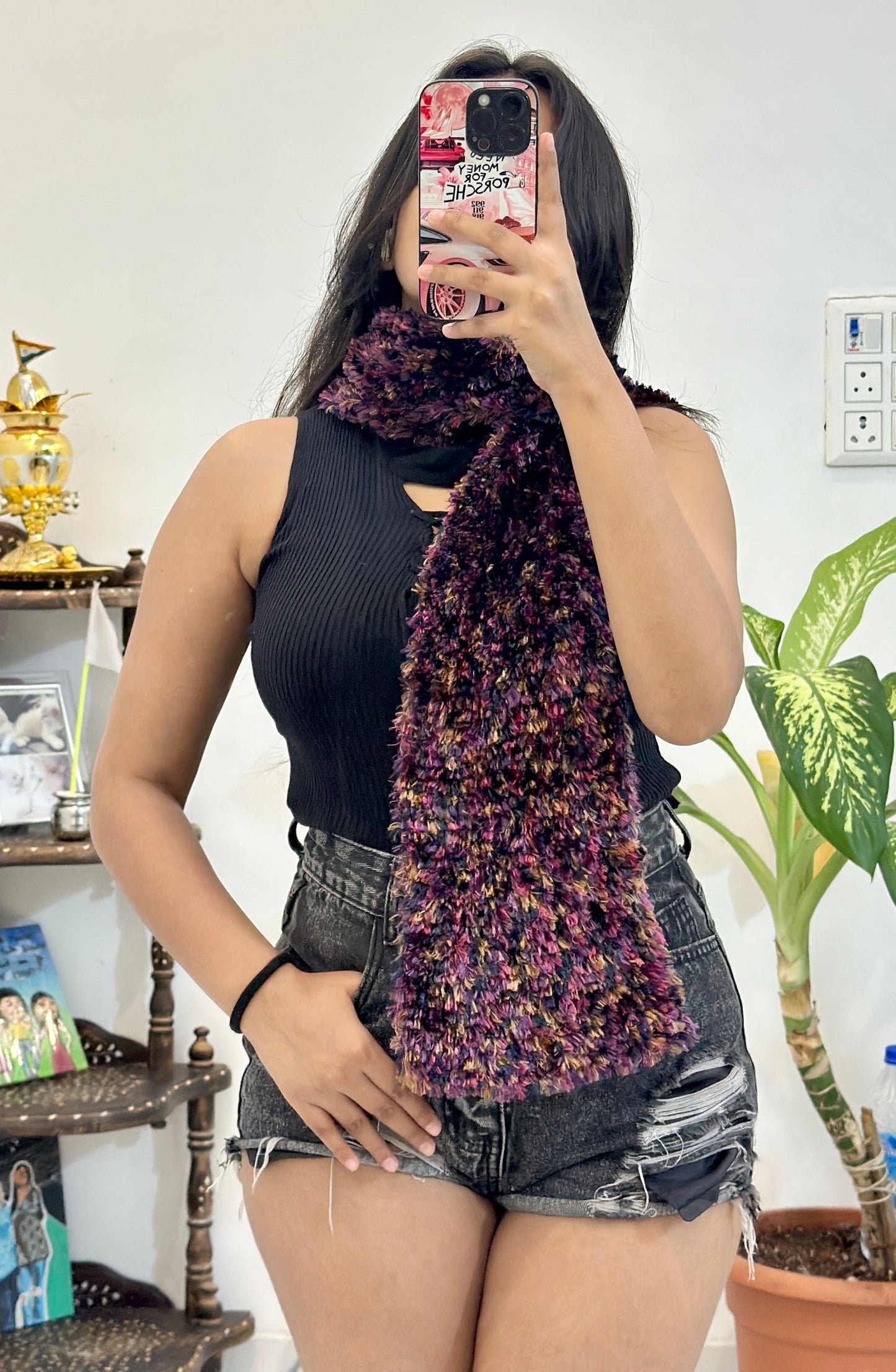 Woollen furry scarf