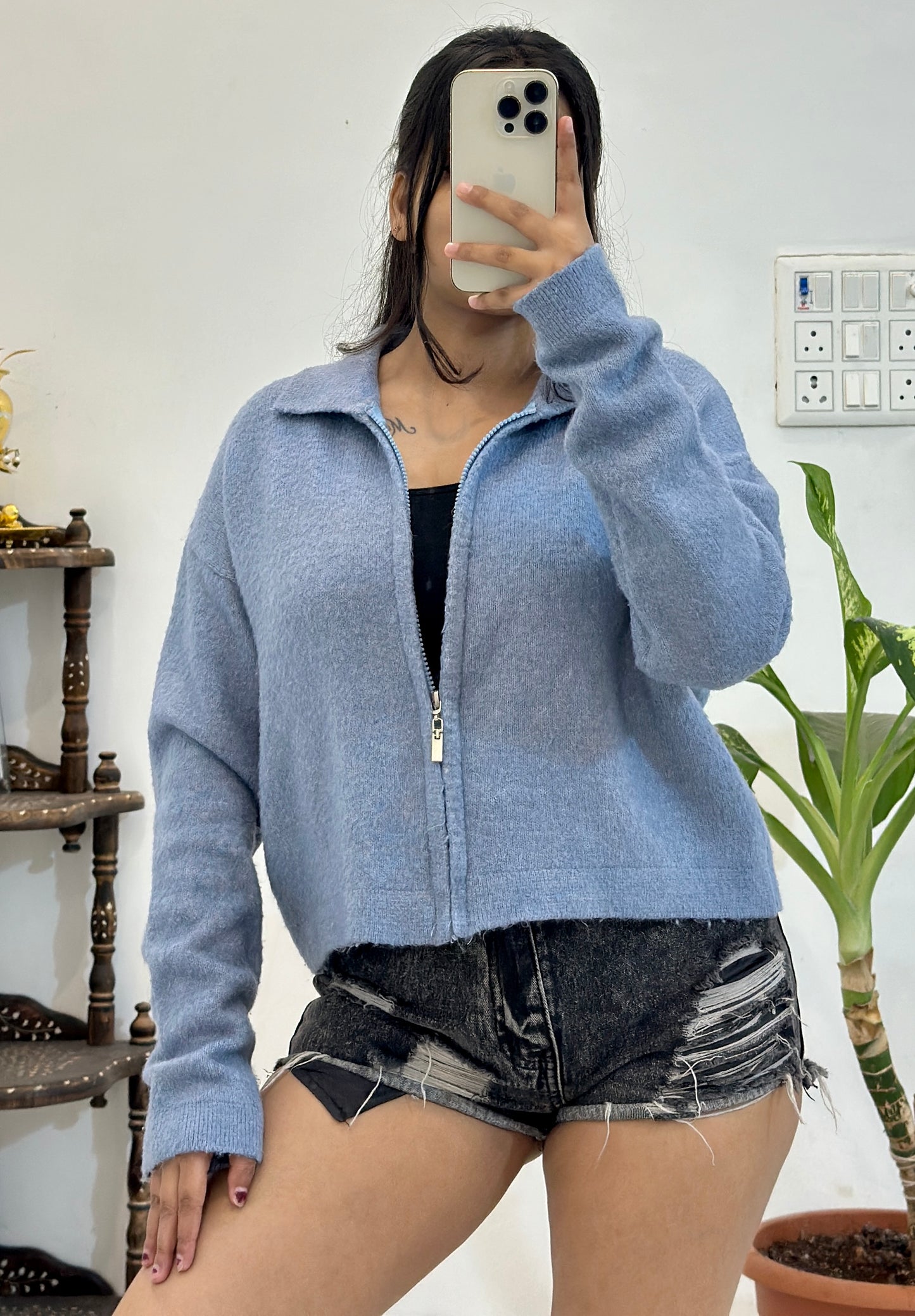 Blue zipper sweater (40-42)