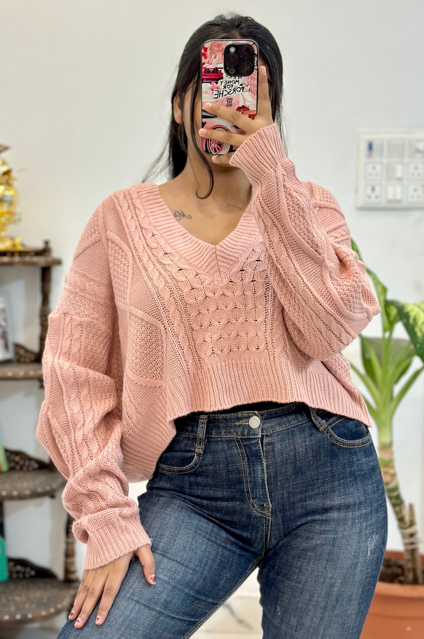 Oversized pink sweater (freesize)