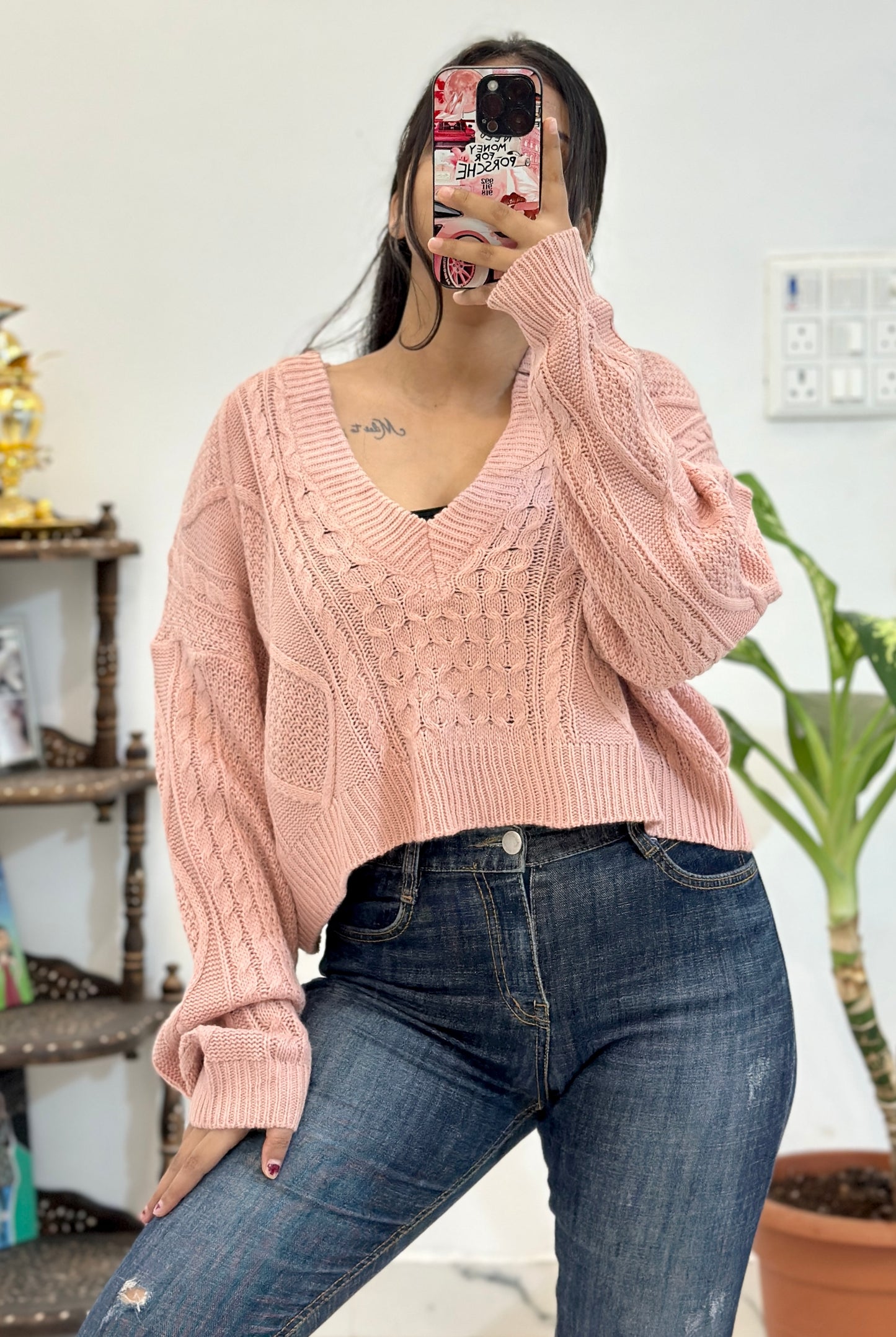Oversized pink sweater (freesize)