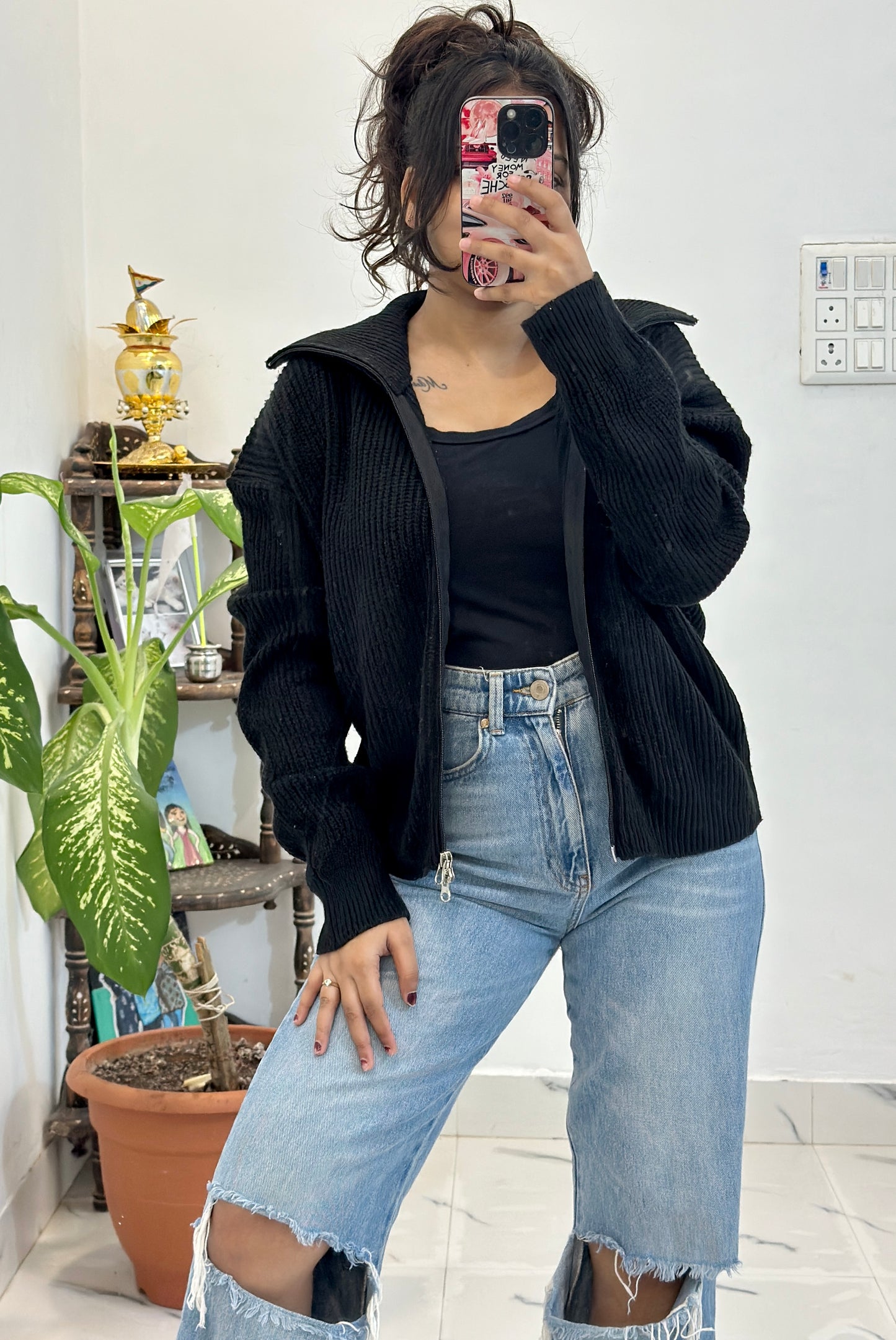 Black oversized zipper (42-44)