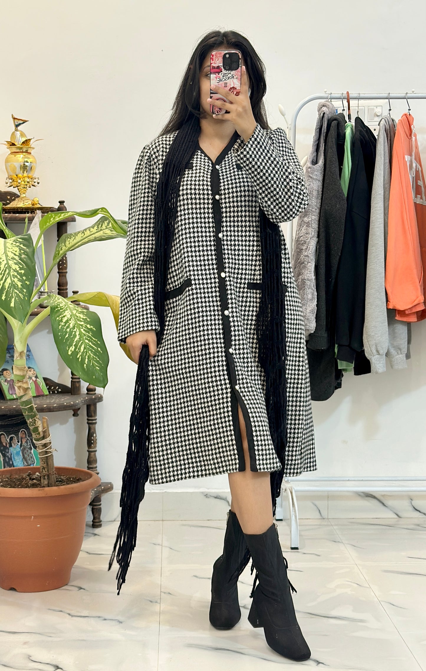 Heavy long coat/dress with scarf (40-42)