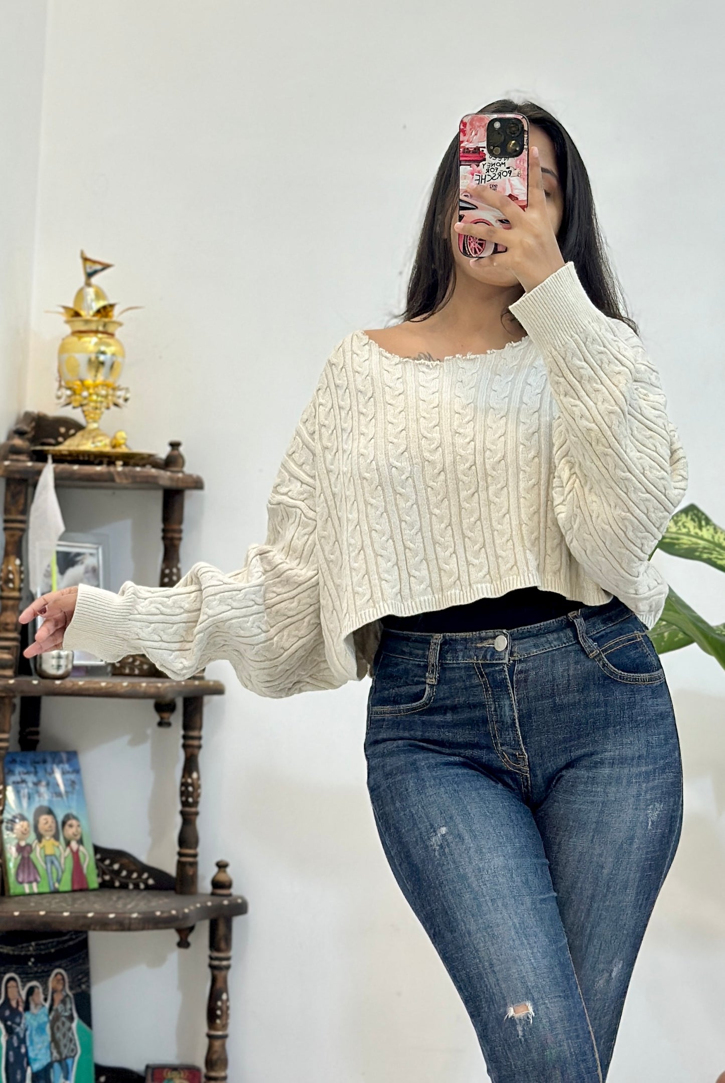 Oversized crop sweater (Freesize)