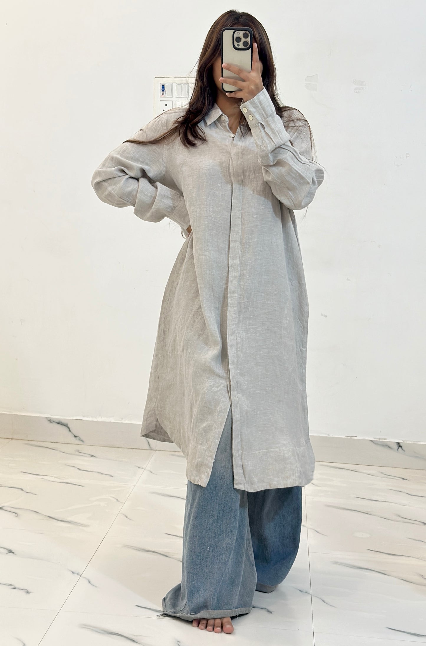 Long linen shirt dress (40-42)
