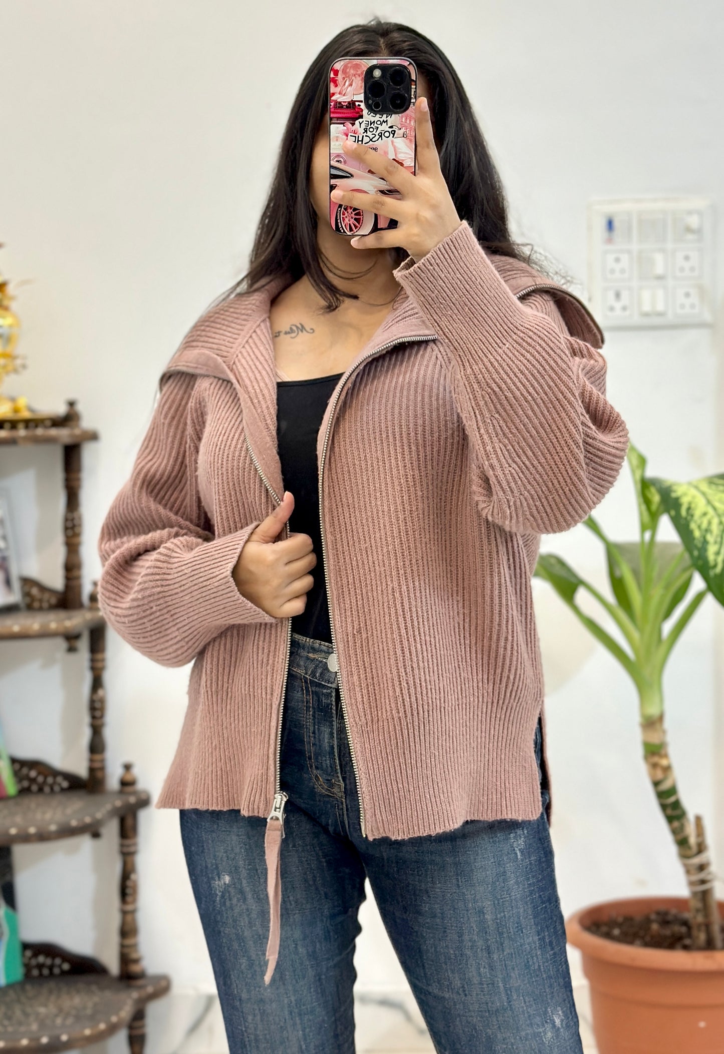 Oversized zipper sweater (42-44)