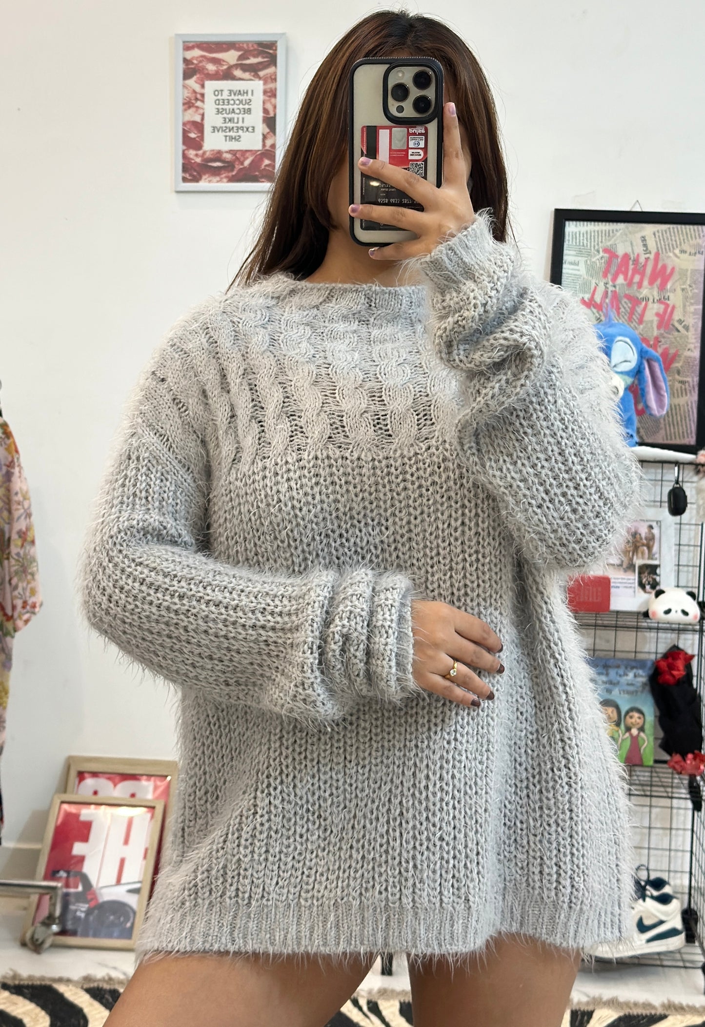 Oversized furry Korean sweater (42-44)