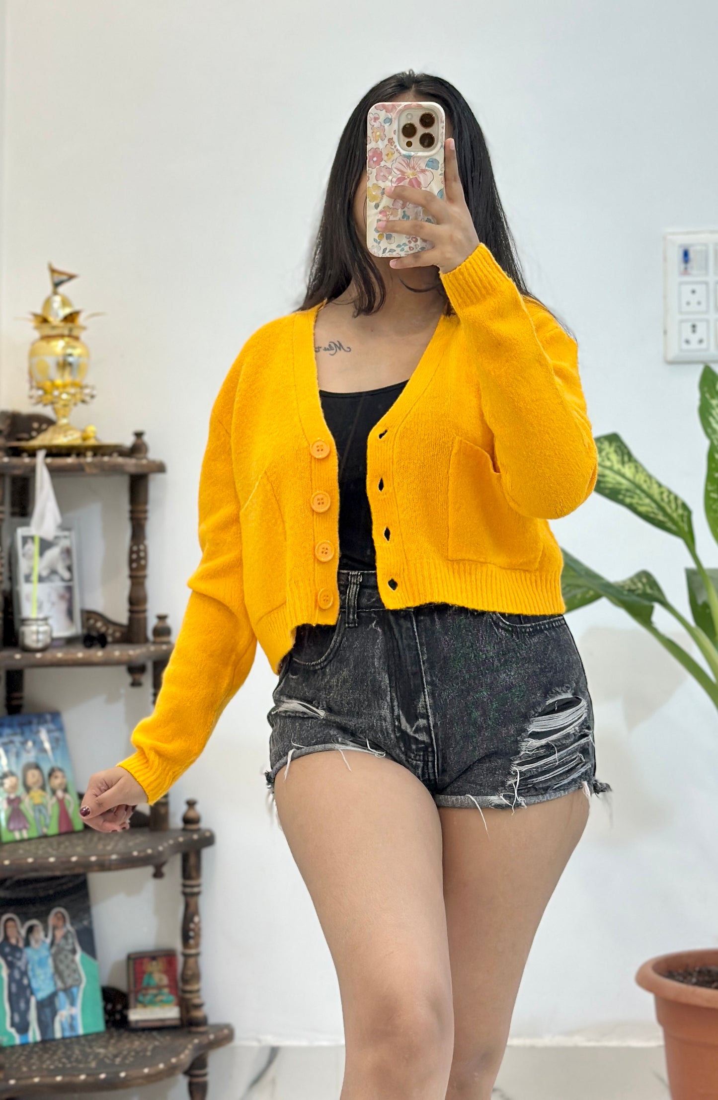 Mustard crop cardigan (40-42)