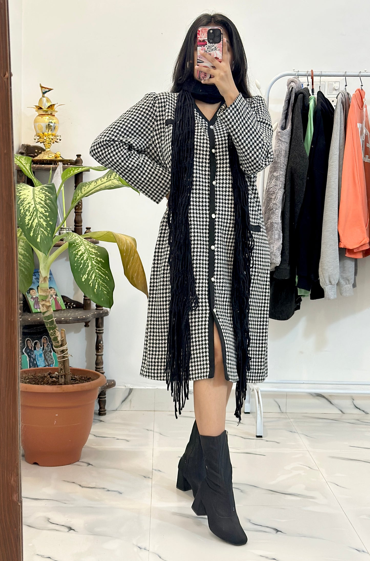 Heavy long coat/dress with scarf (40-42)
