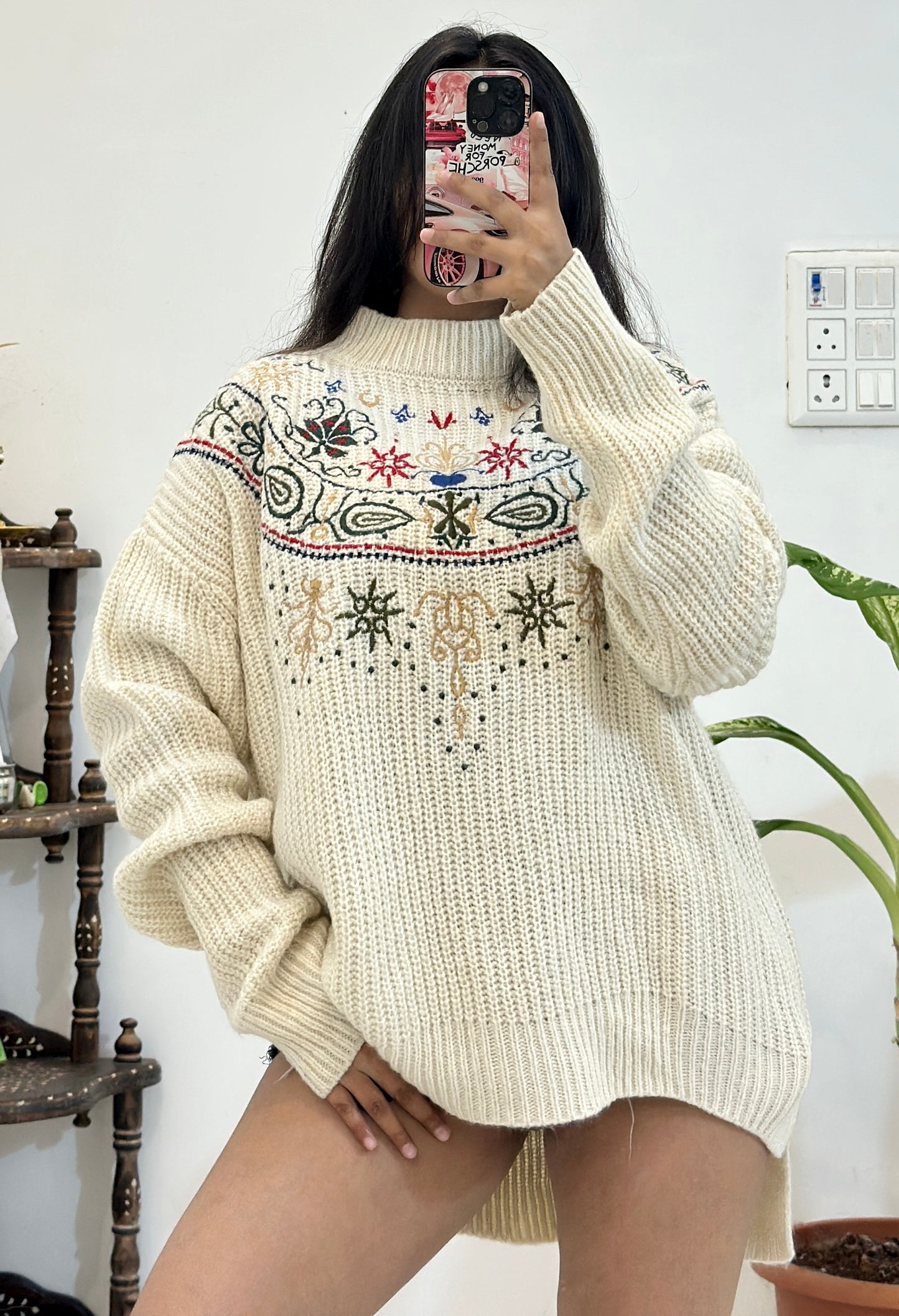 Pretty embroidered korean sweater (upto 46-48)