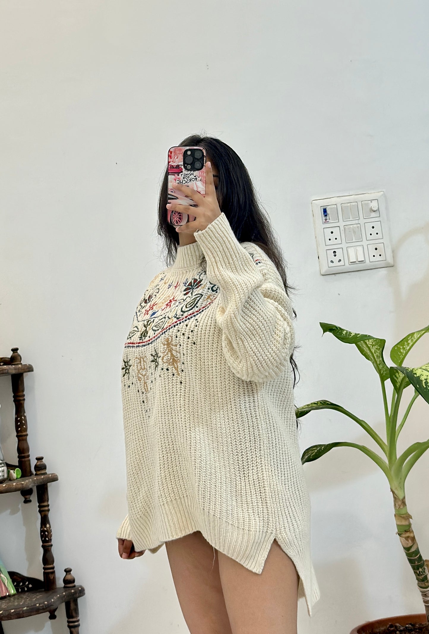 Pretty embroidered korean sweater (upto 46-48)