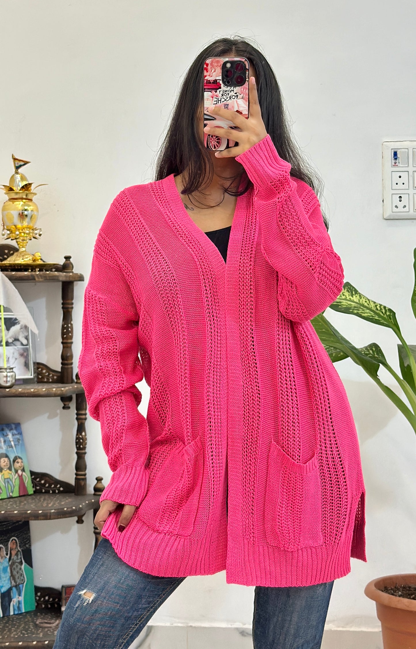 Hot pink oversized shrug (44-46)