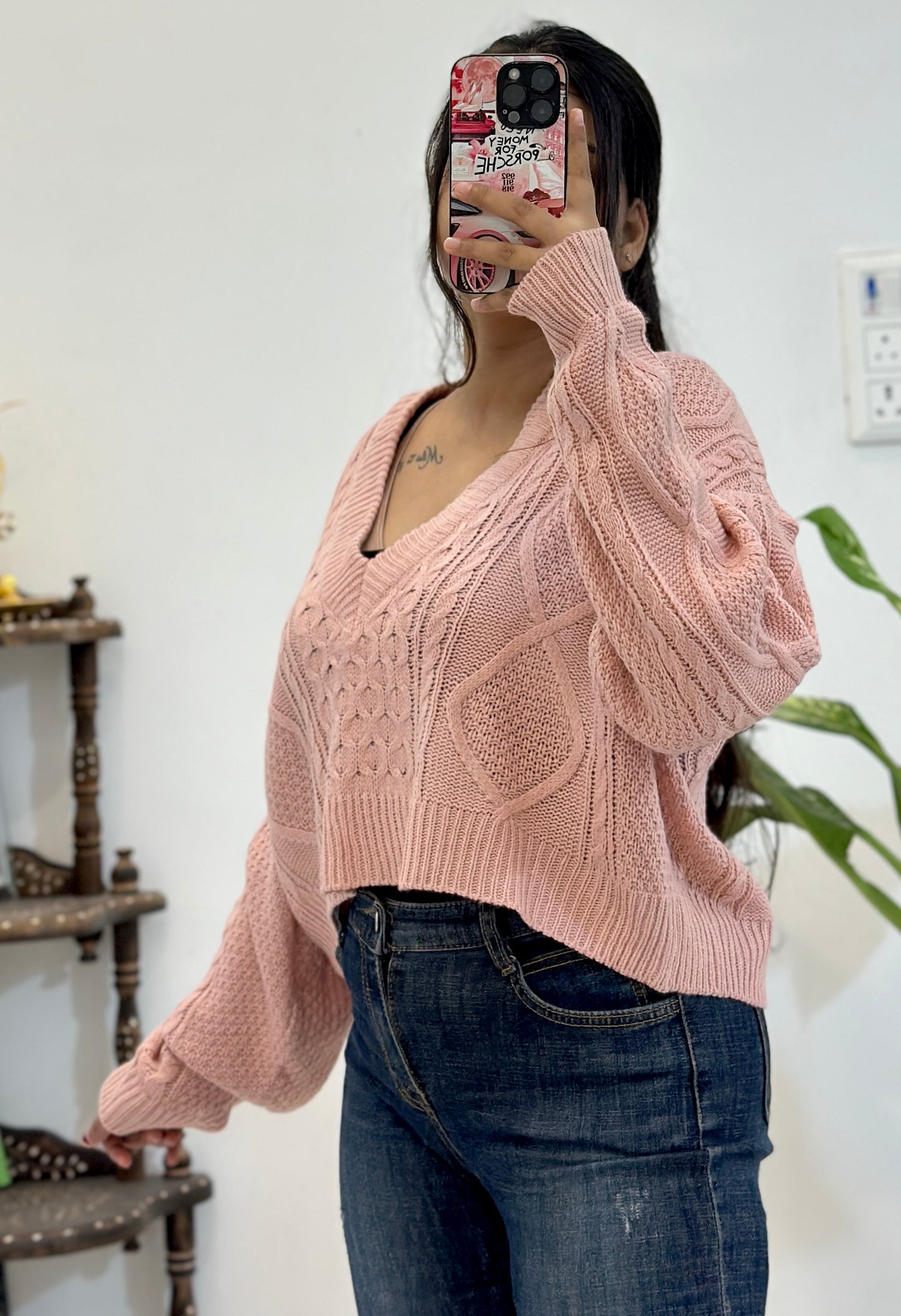 Oversized pink sweater (freesize)