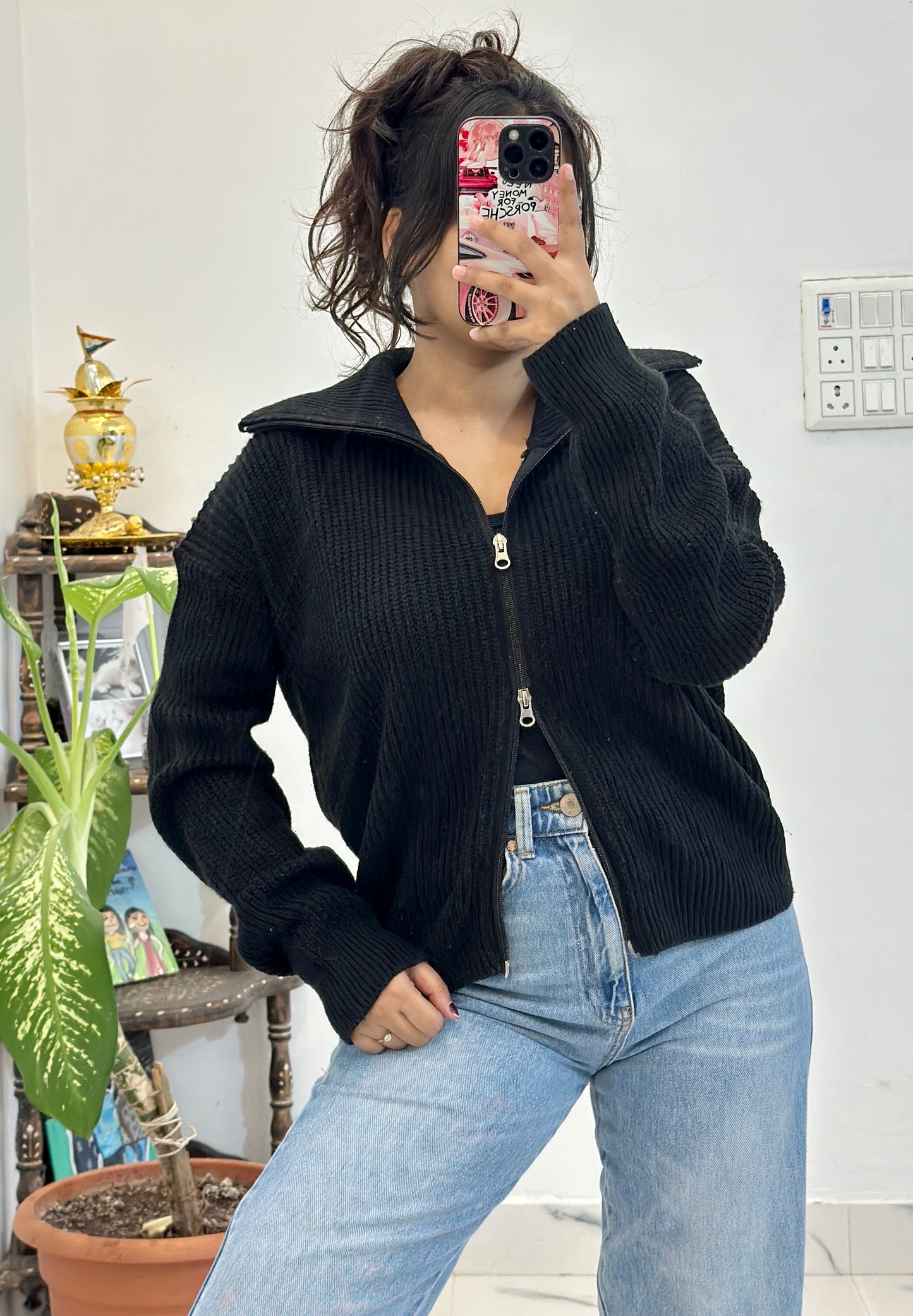 Black oversized zipper (42-44)