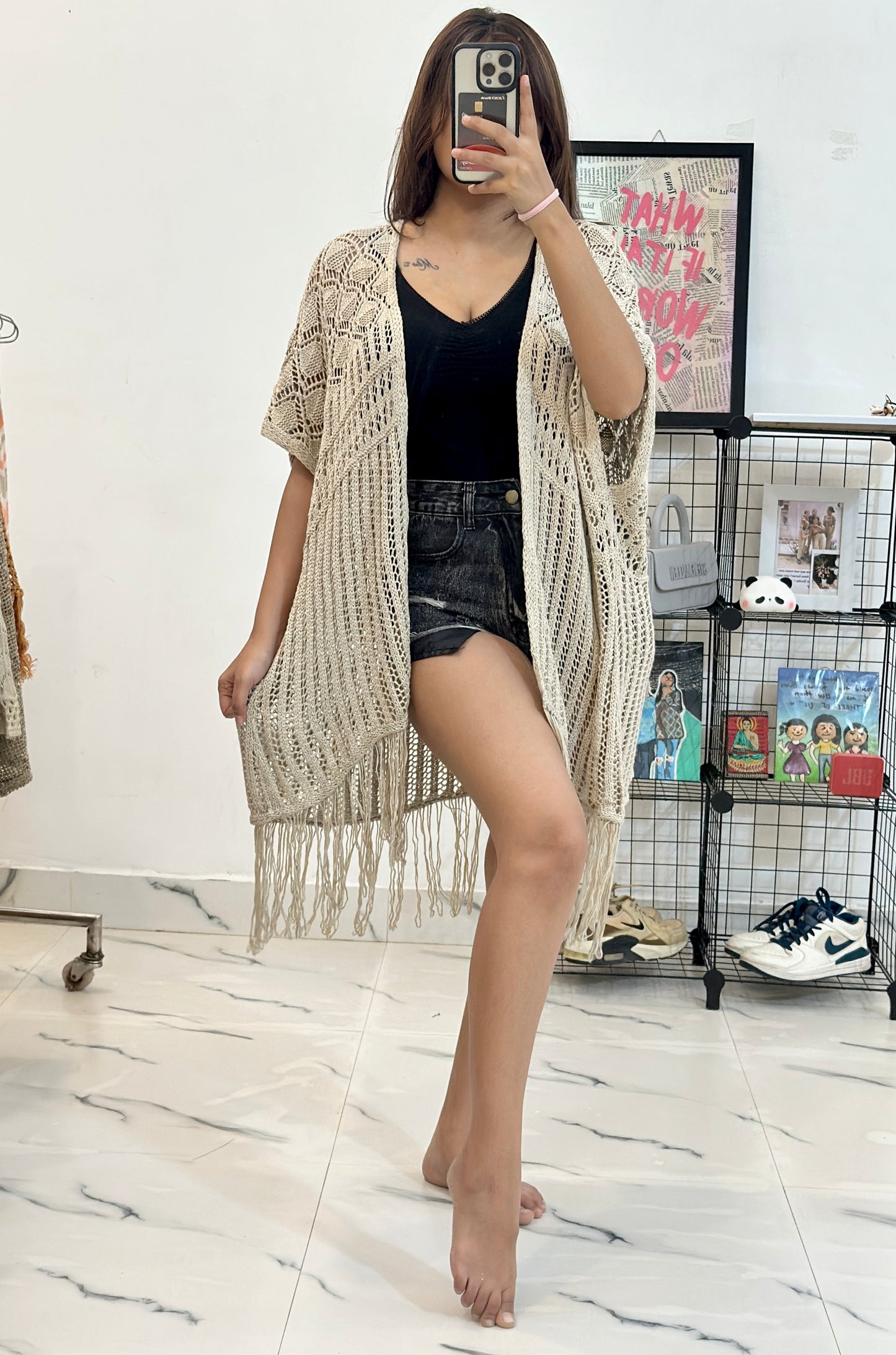 Pretty crochet shrug (freesize upto 50)