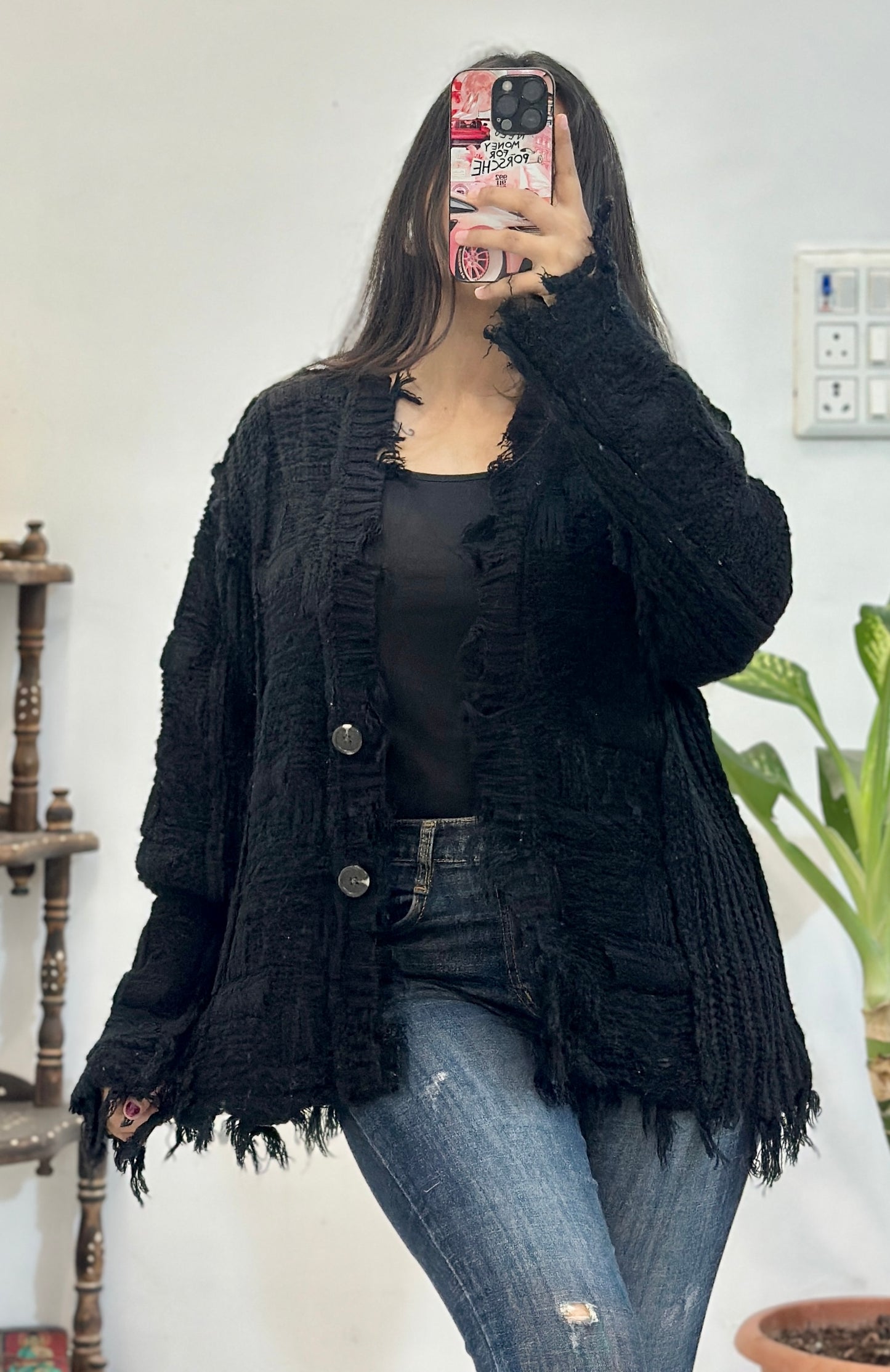 Black Oversized korean cardigan (upto 44)