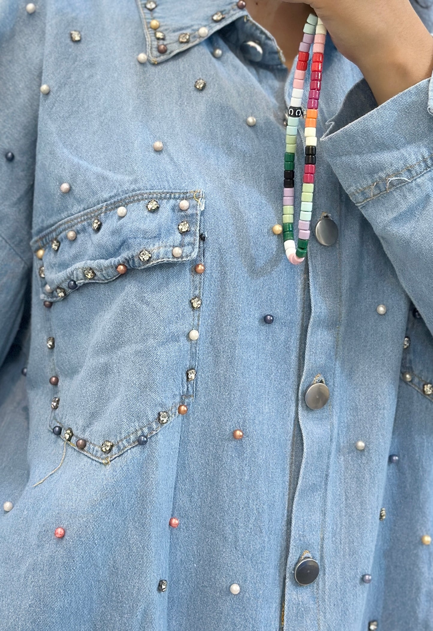 Oversized Pearl denim shirt (44-46)