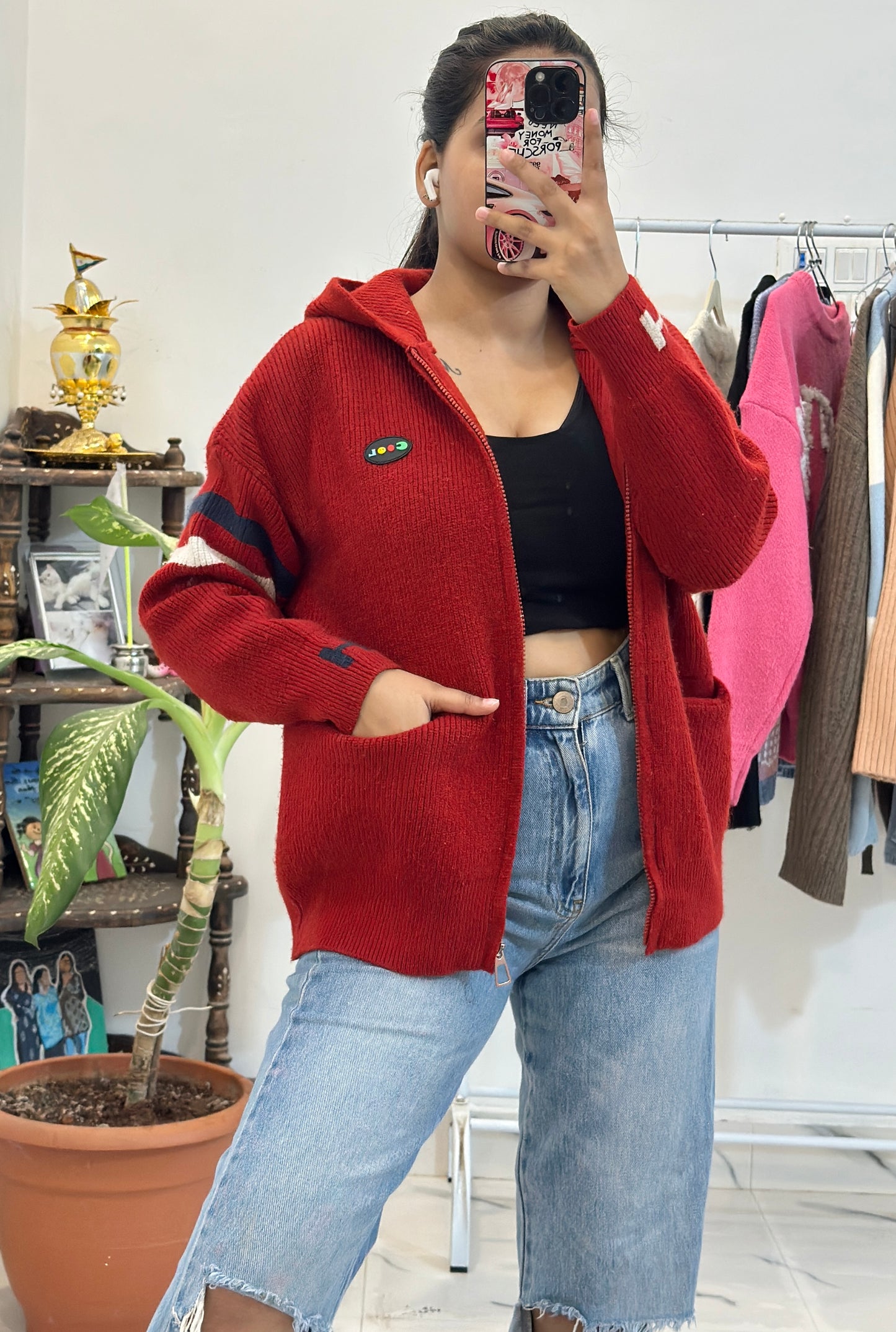 Red hoodie sweater (38-40)