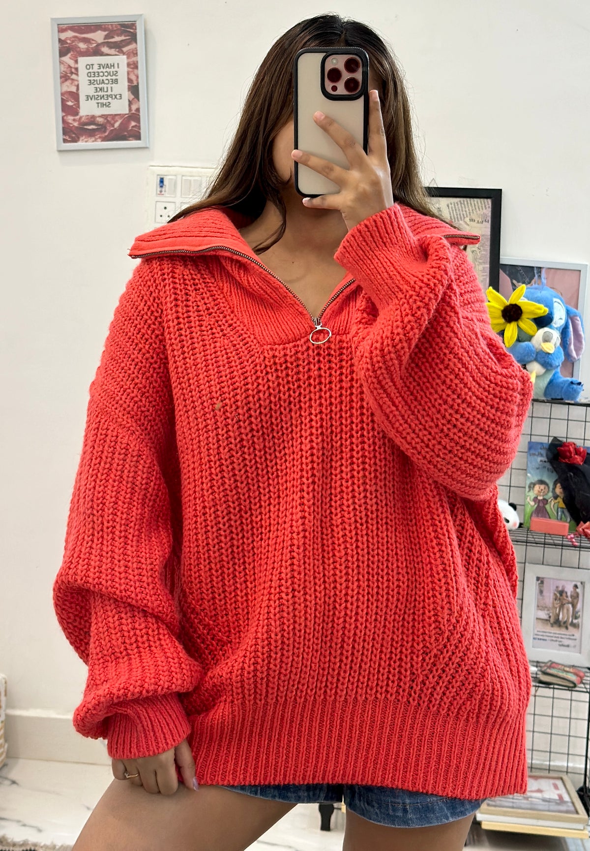 Oversized Korean zipper sweater (42-46)