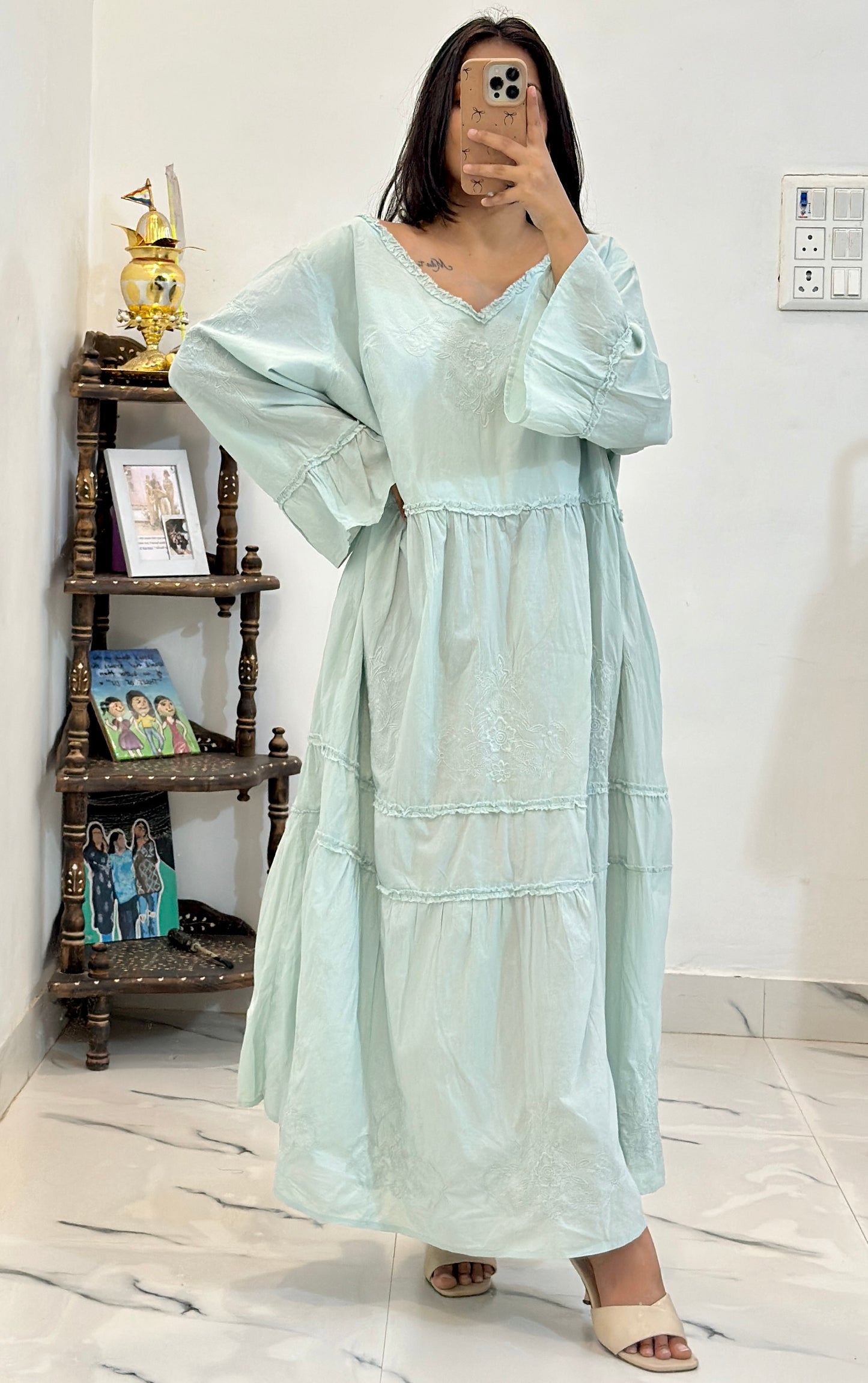 Plus size cotton embroidered dress (50-52)