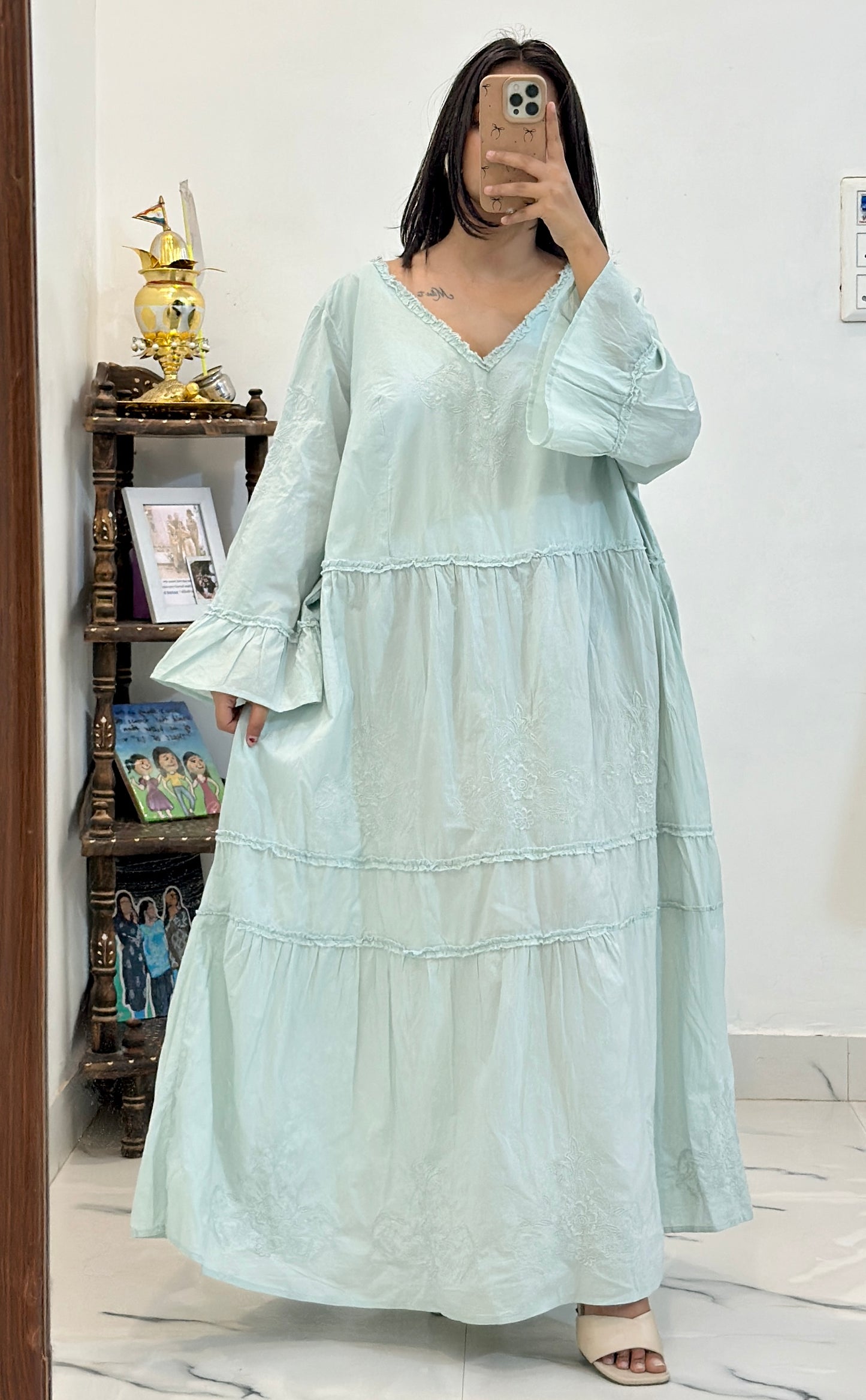 Plus size cotton embroidered dress (50-52)