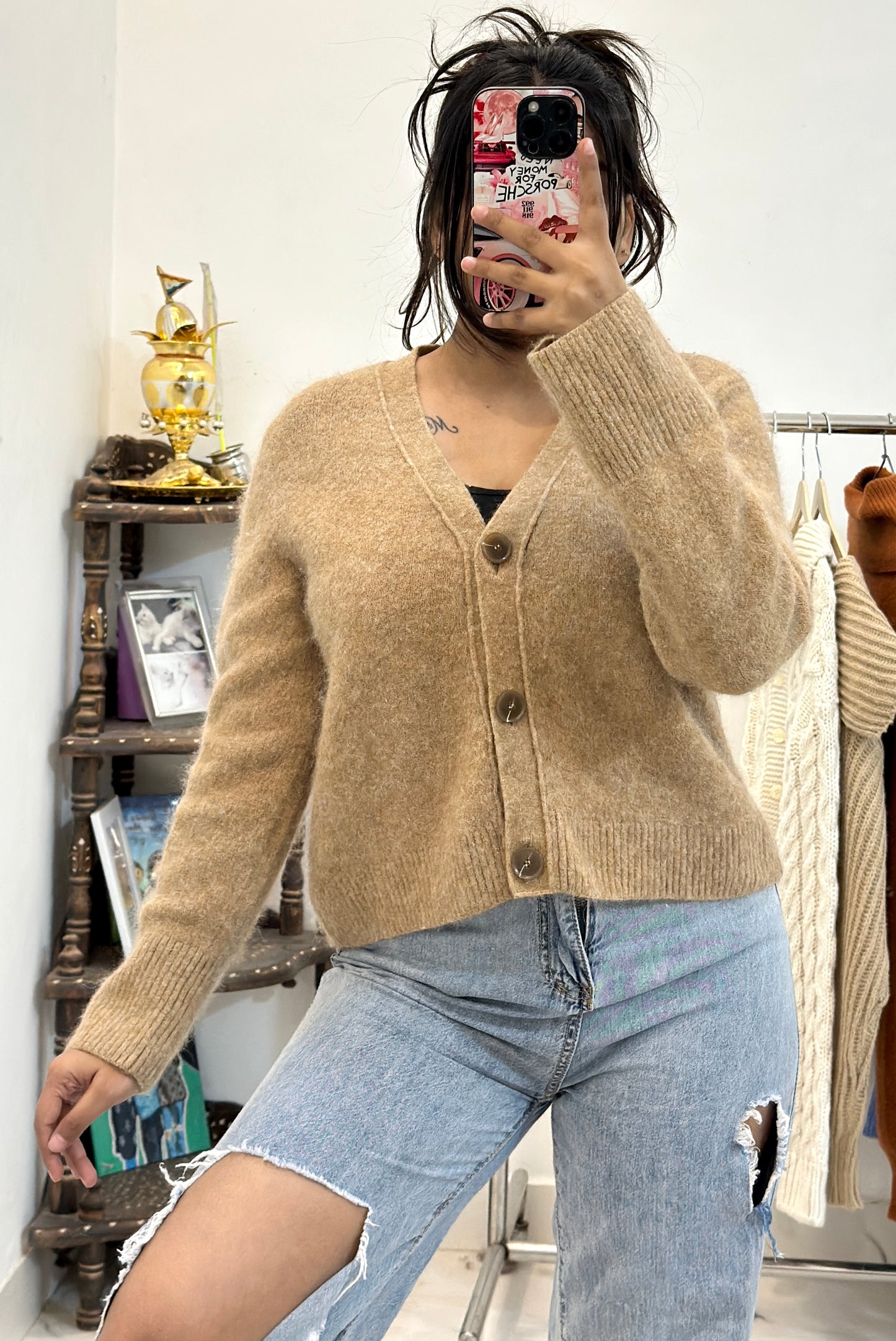 Korean furry soft cardigan (S/M)