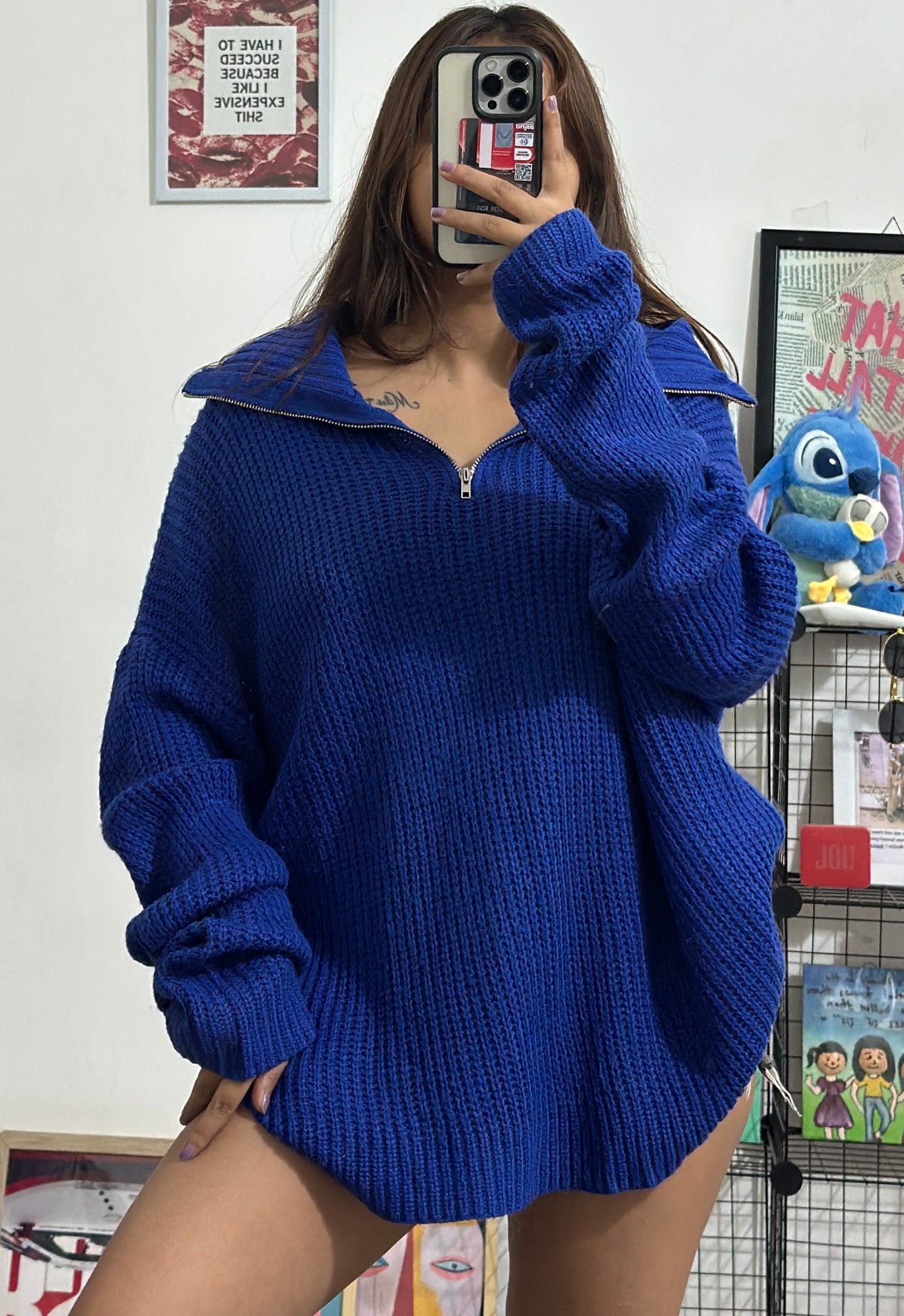Oversized Korean zipper sweater (48-50)