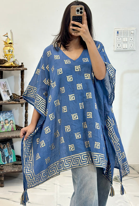 Pretty cotton kaftan (freesize upto 50)