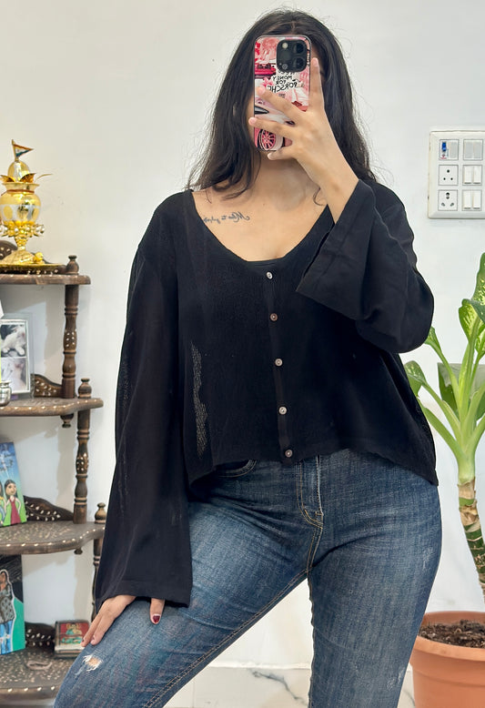 Black pre winter top (freesize upto 50)