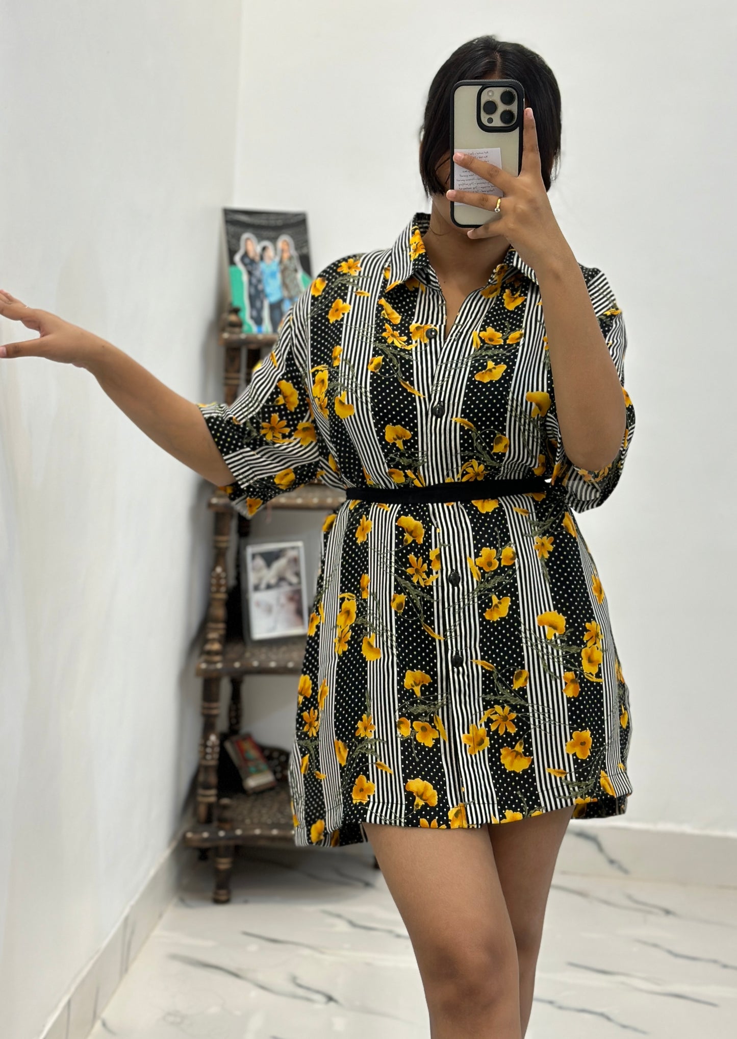 Oversized printed long shirt