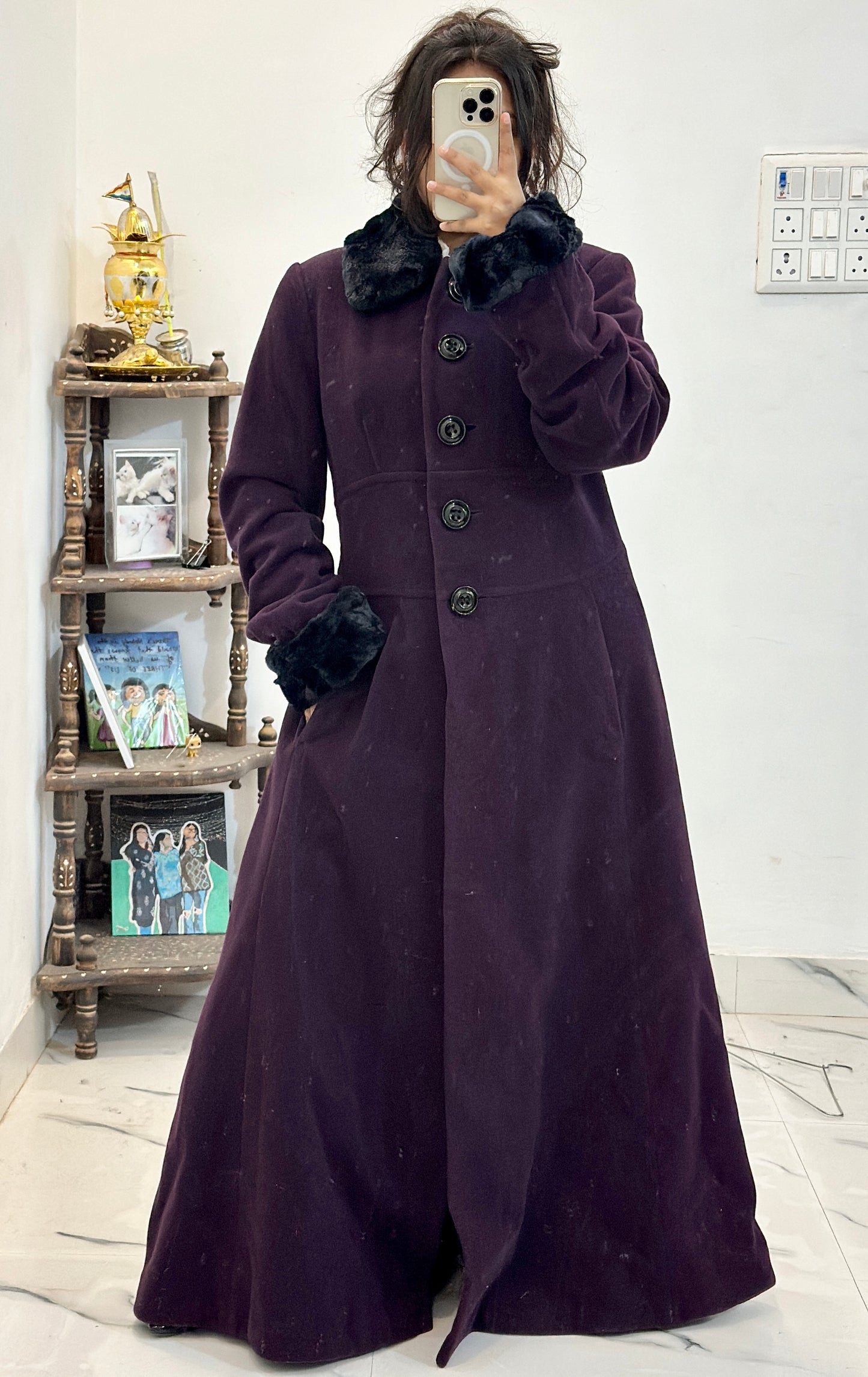 Heavy long furr coat (34-36)