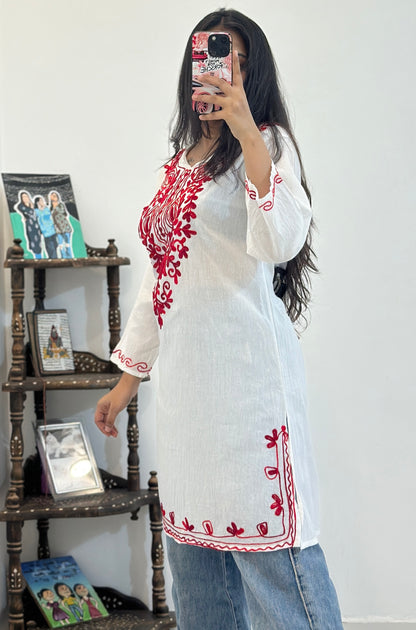 Pretty cotton embroidered kurti