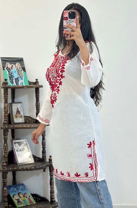 Pretty cotton embroidered kurti