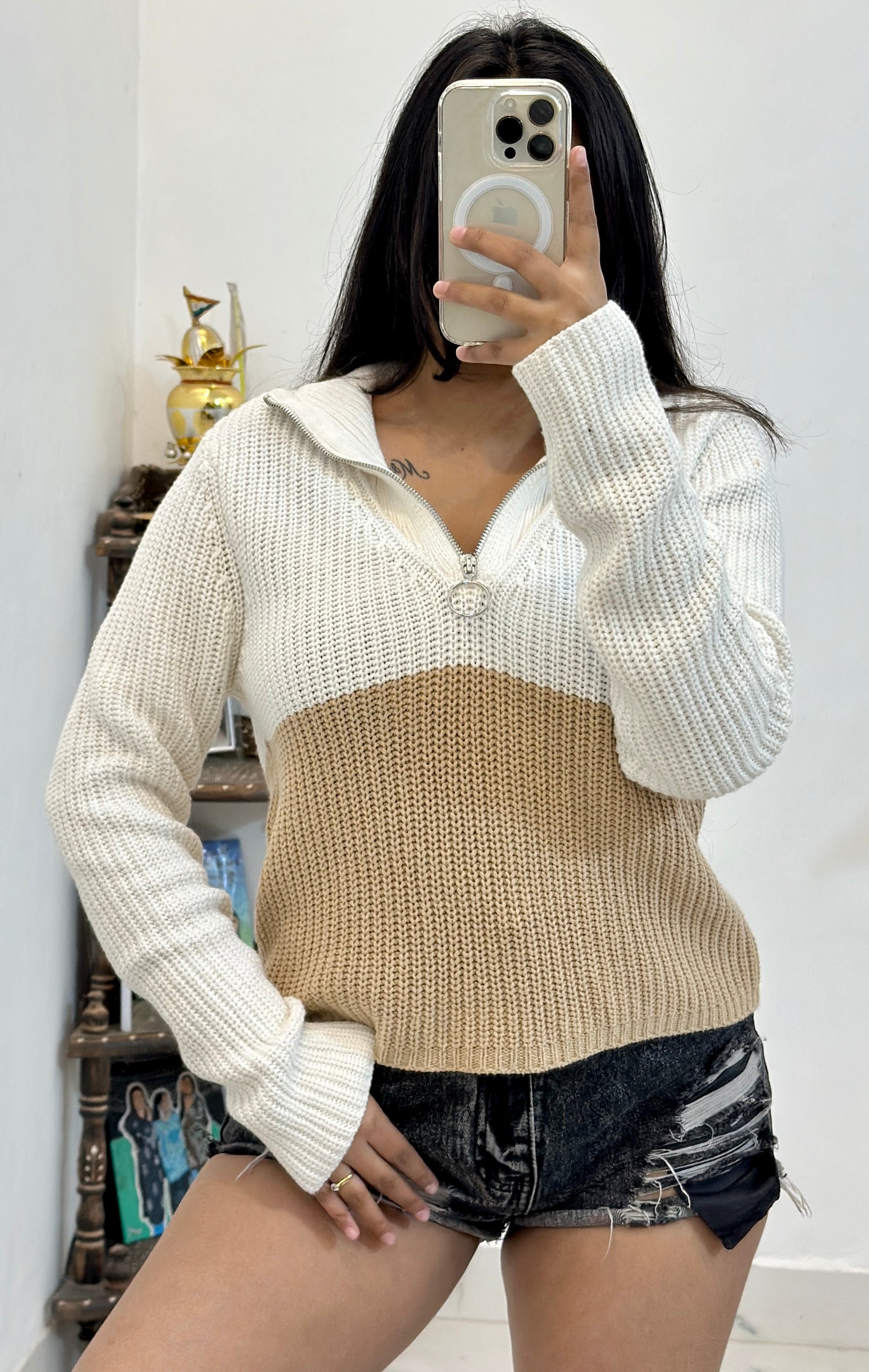 Korean zipper sweater (34-36)