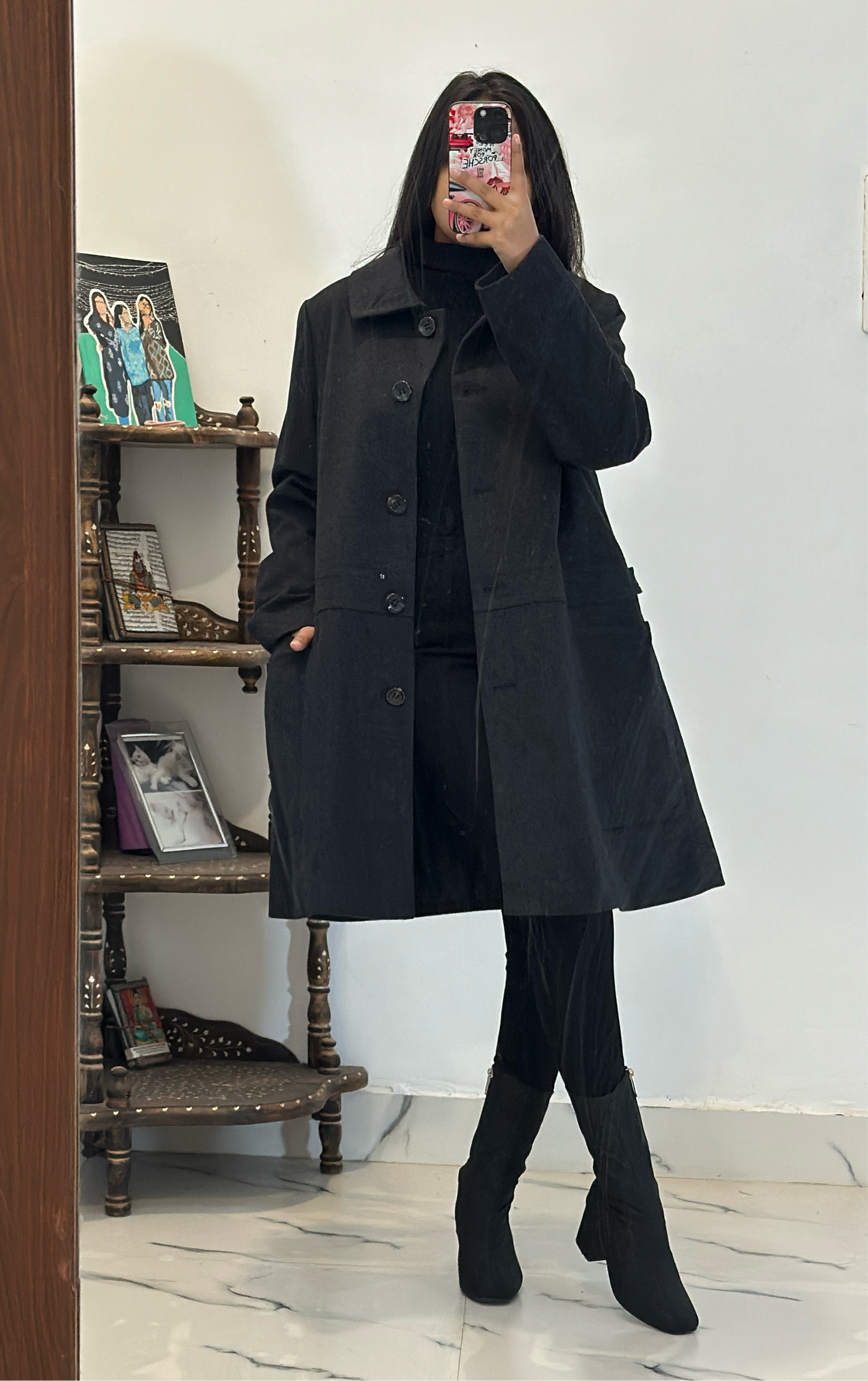 Black long coat (36-38)